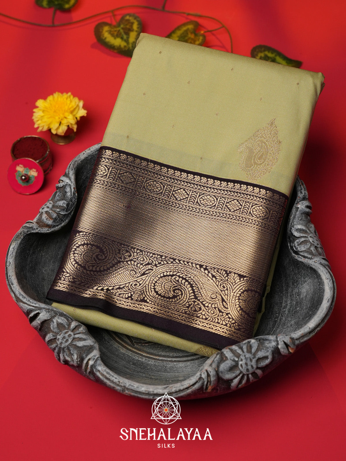 Pista Green Art Silk Saree