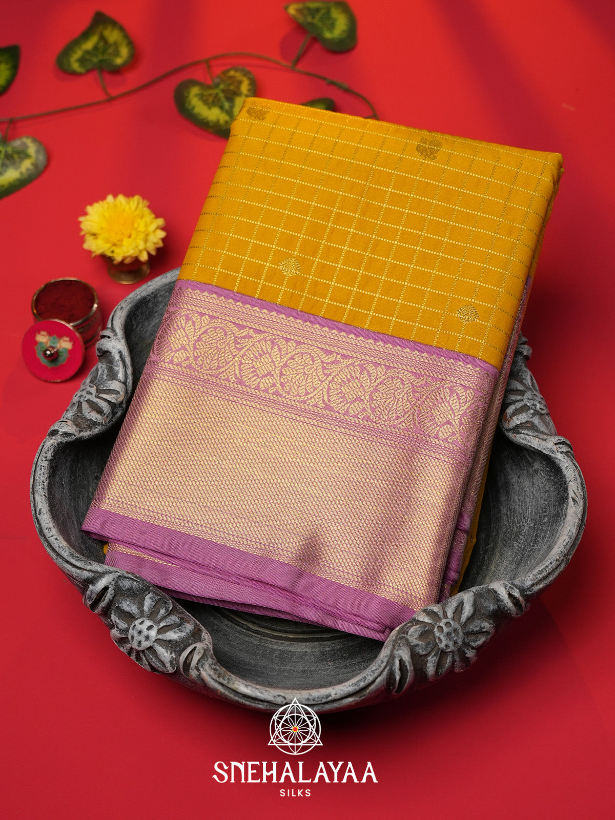 Yellow Art Silk Saree