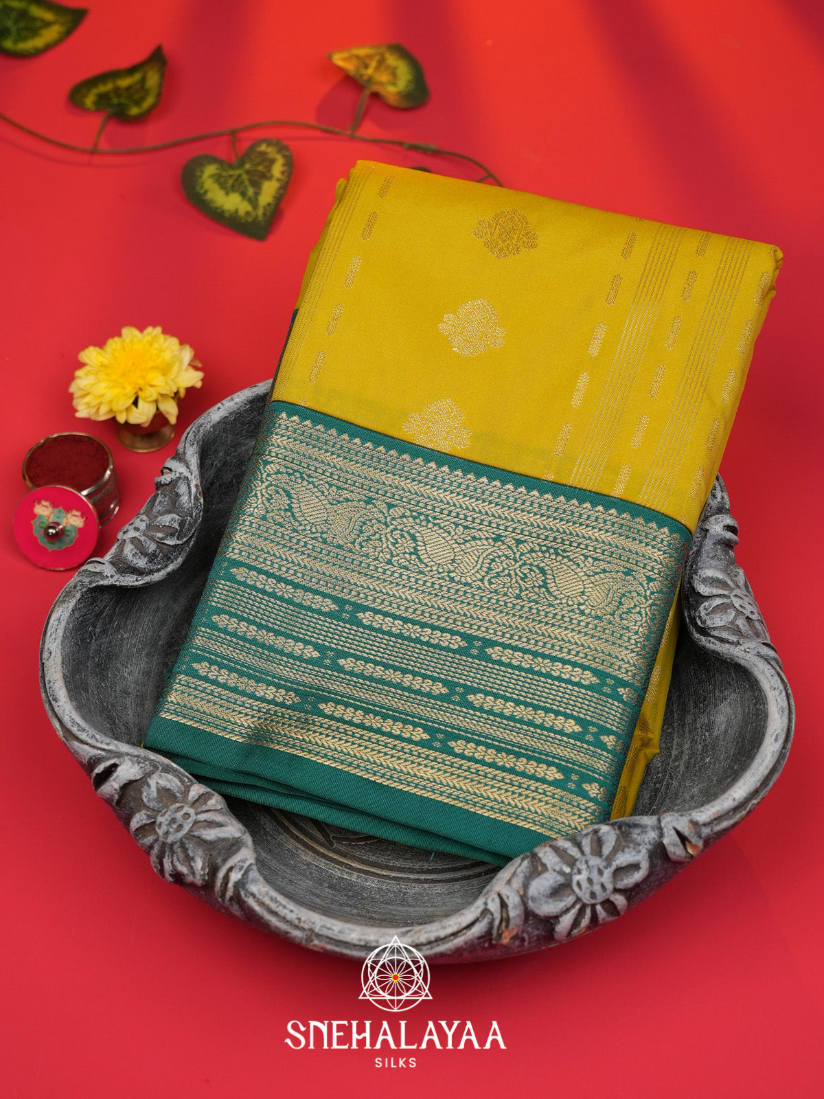 Lemon Yellow Art Silk Saree