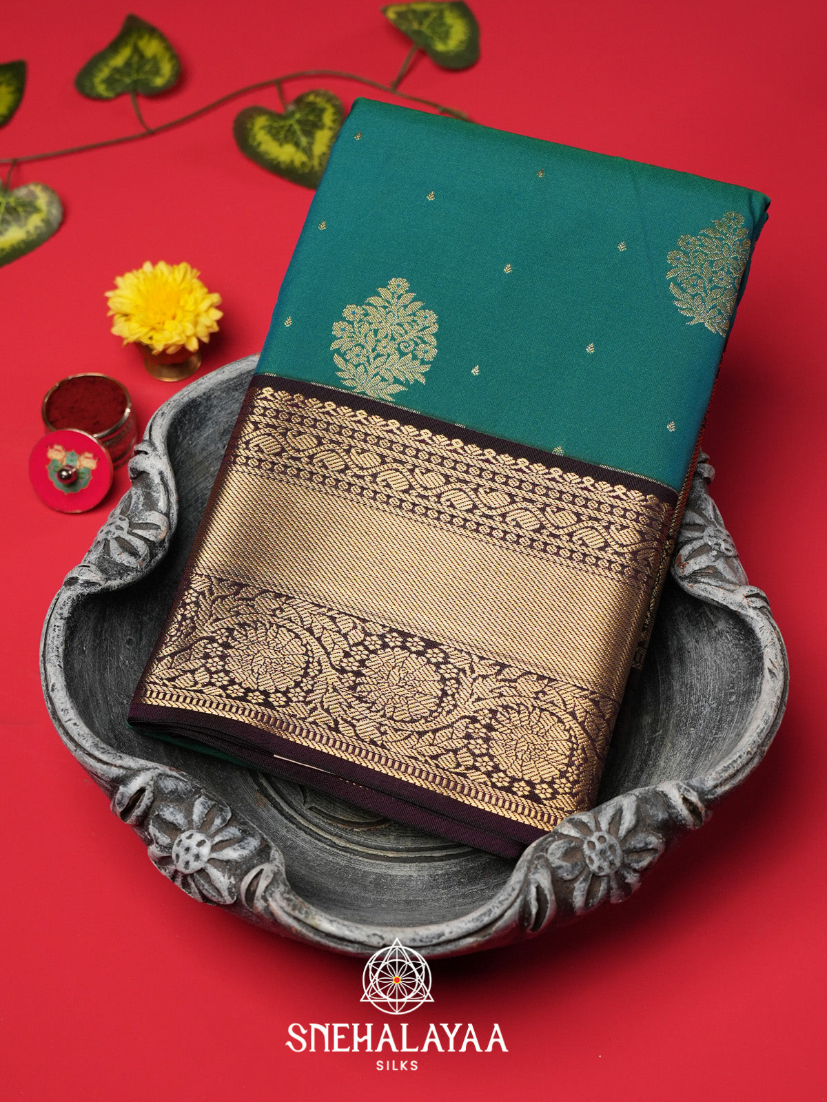 Peacock Blue Art Silk Saree