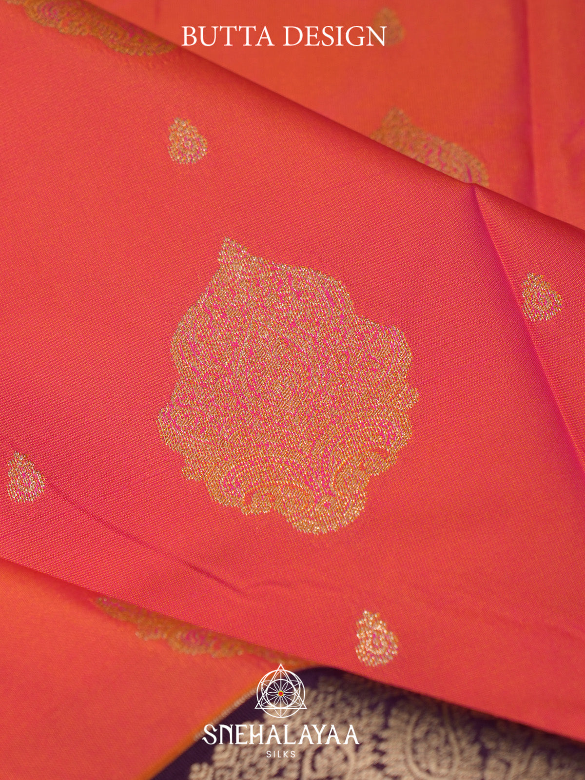 Coral Orange Art Silk Saree