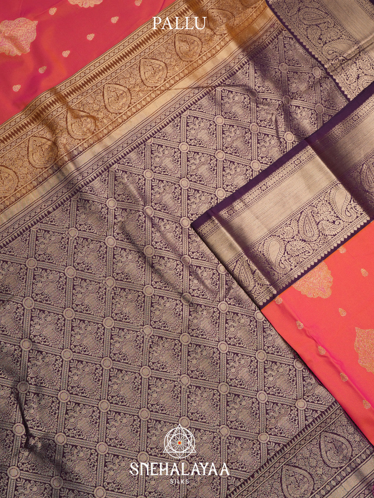 Coral Orange Art Silk Saree
