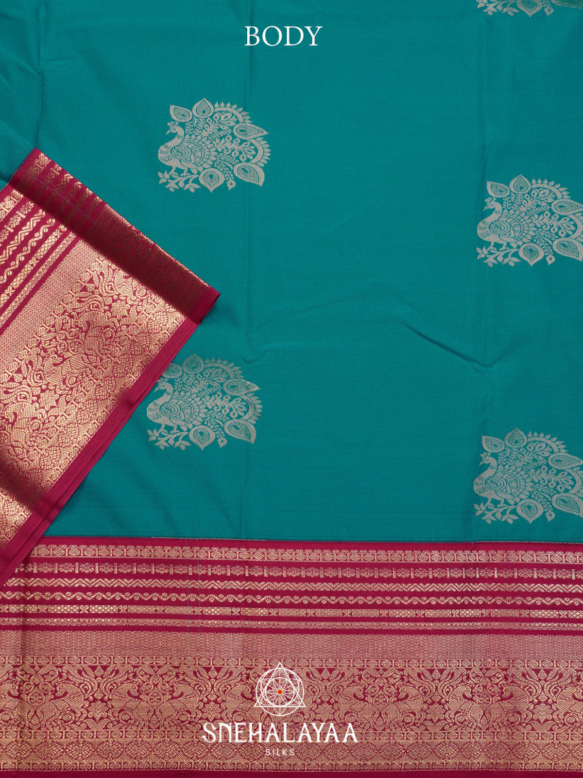 Peacock Blue Art Silk Saree