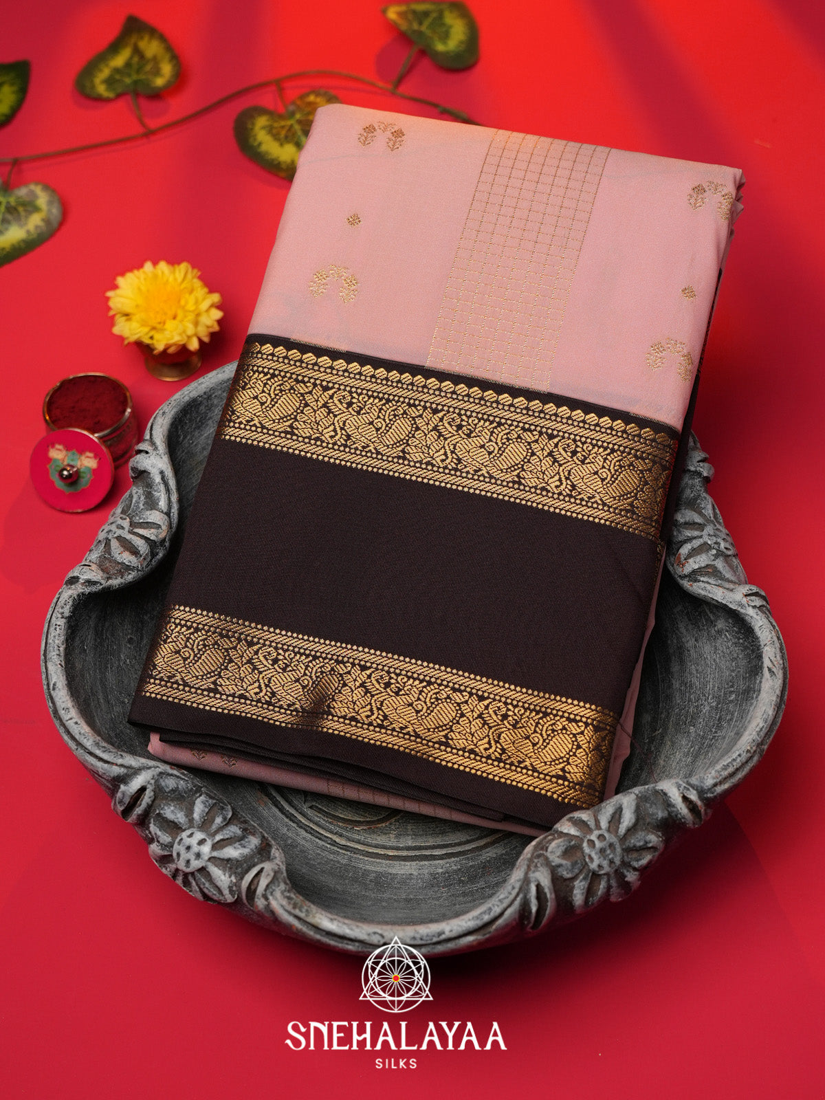 Pale Peach Art Silk Saree