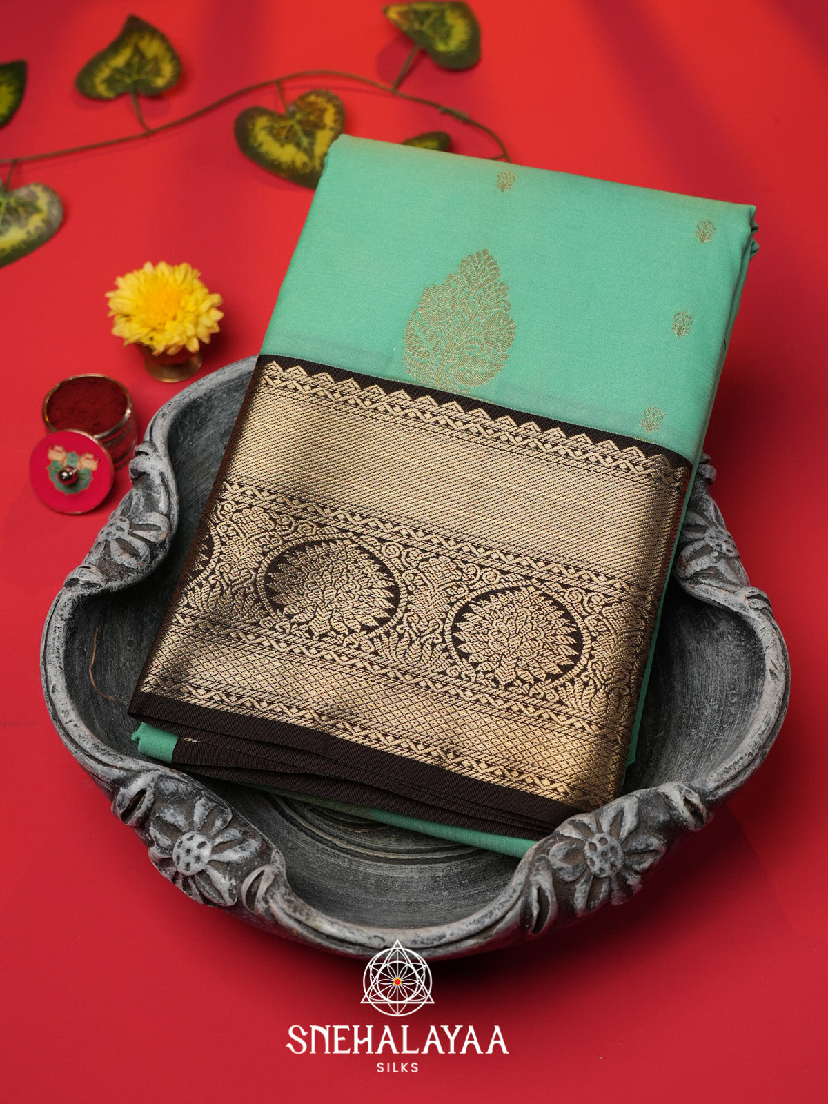 Mint Green Art Silk Saree
