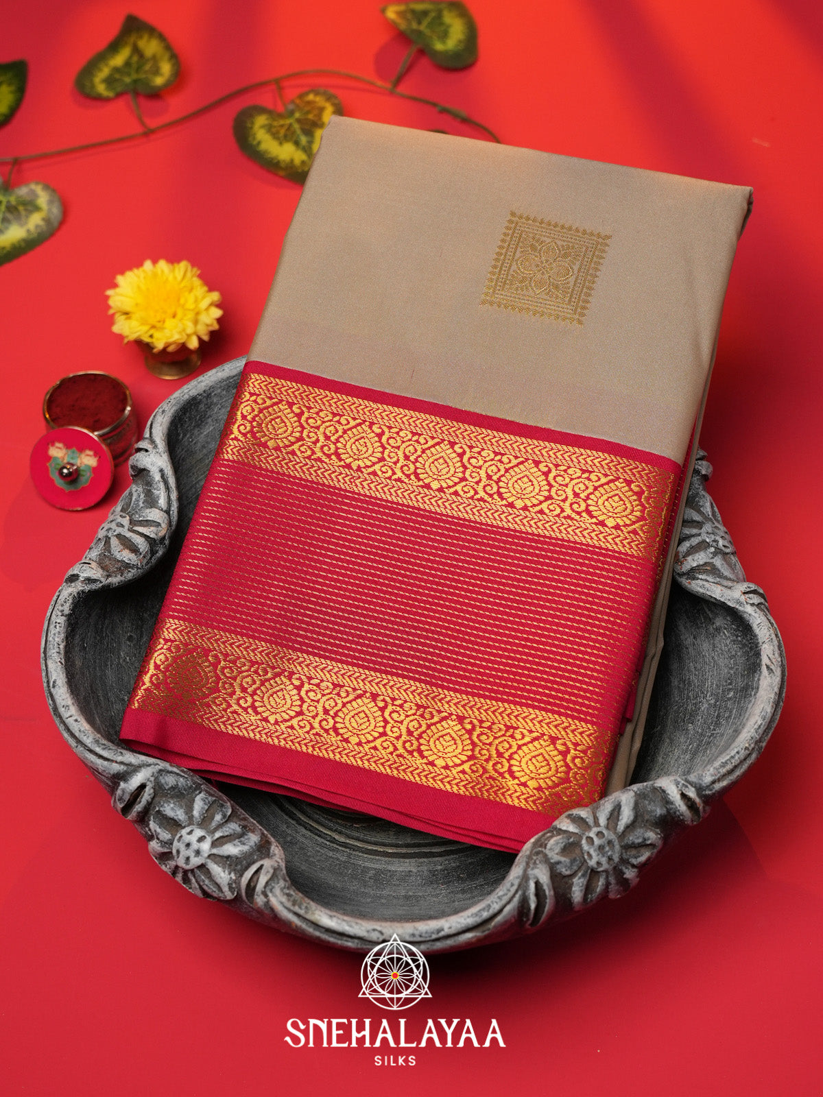 Beige Art Silk Saree