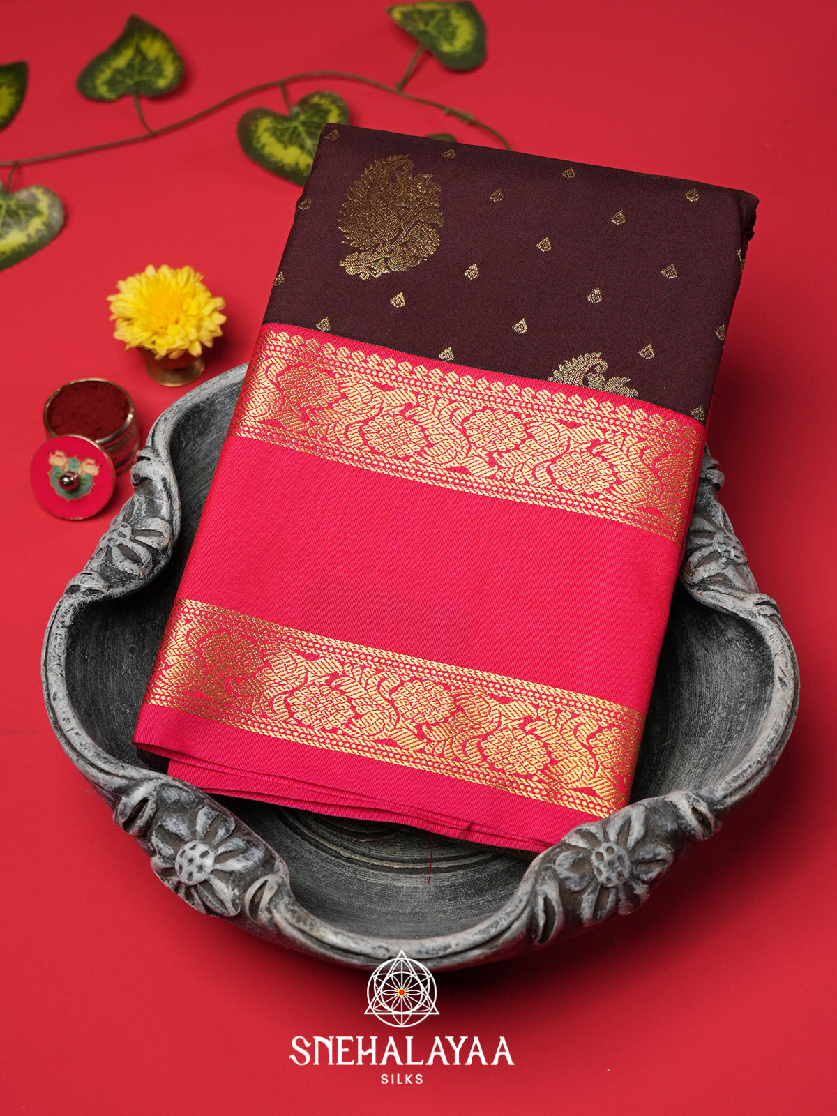 Coffee Brown Art Silk Saree