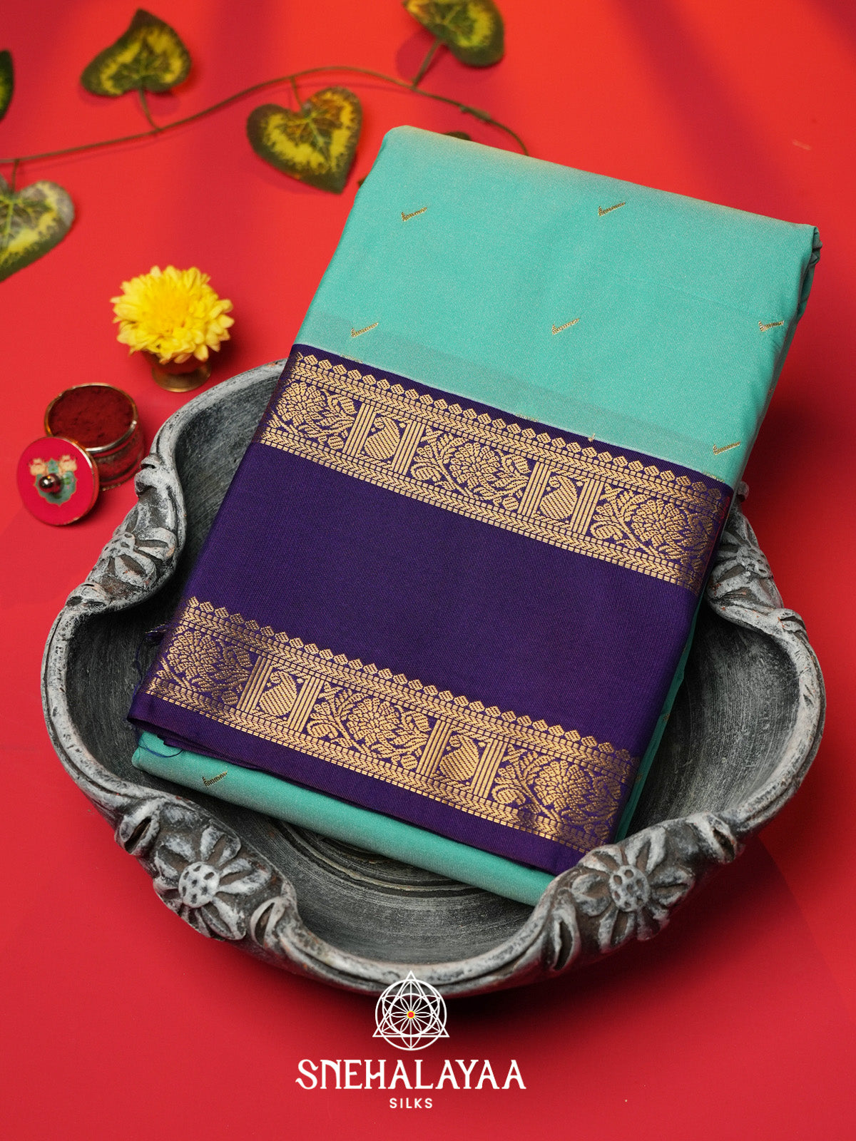 Teal Green Art Silk Saree