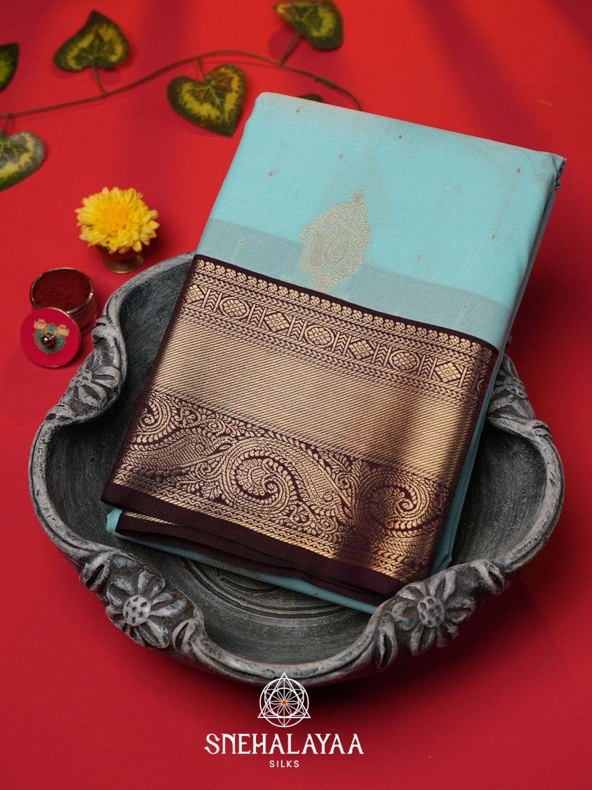 Pale Blue Art Silk Saree