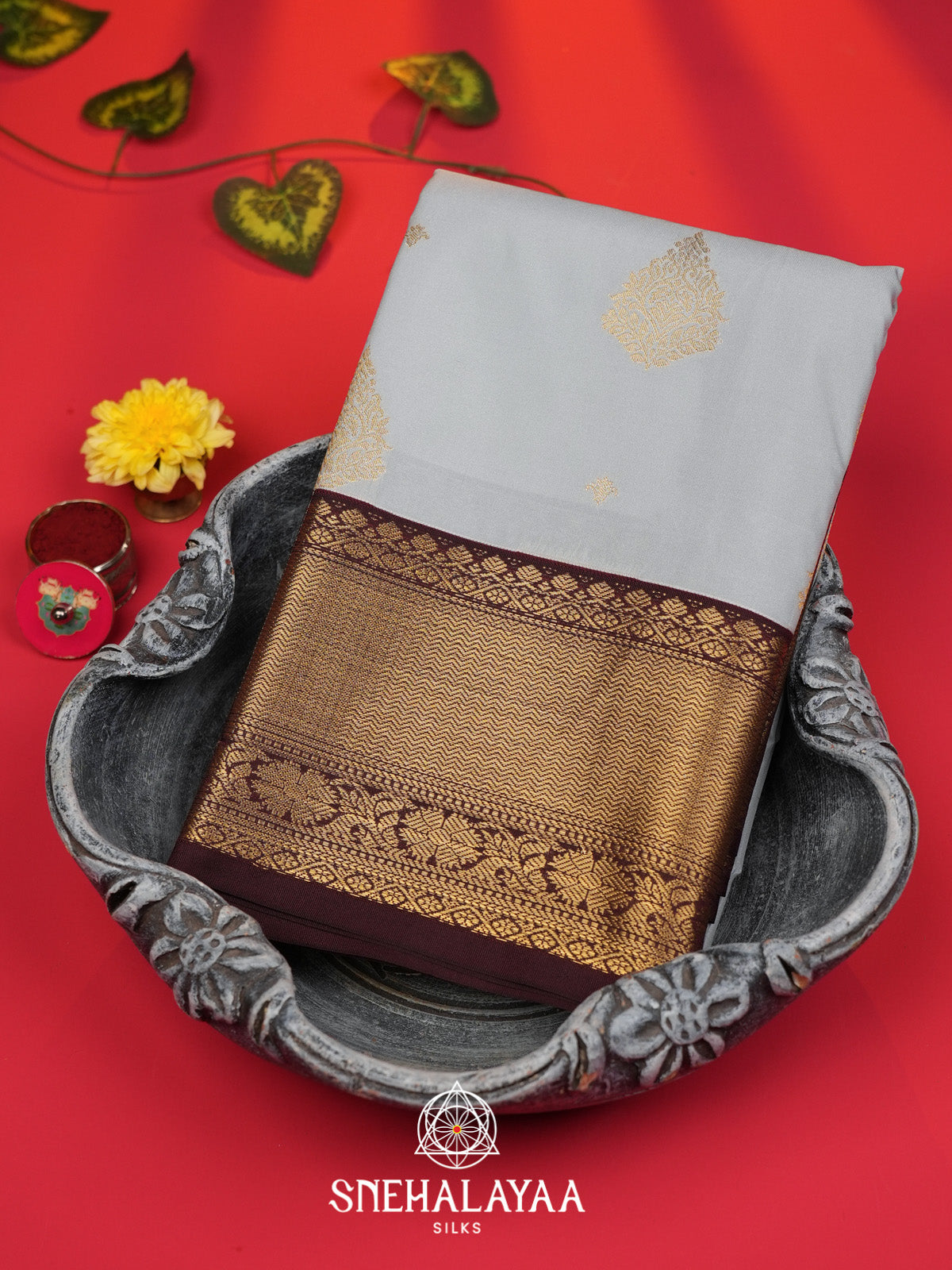 Grey Art Silk Saree