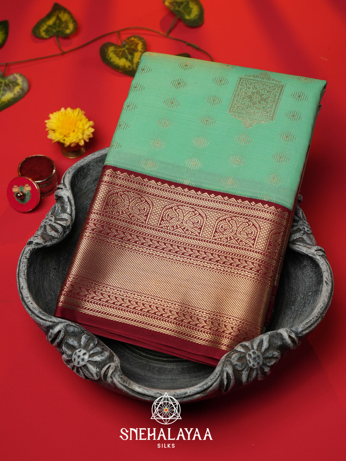 Mint Green Art Silk Saree