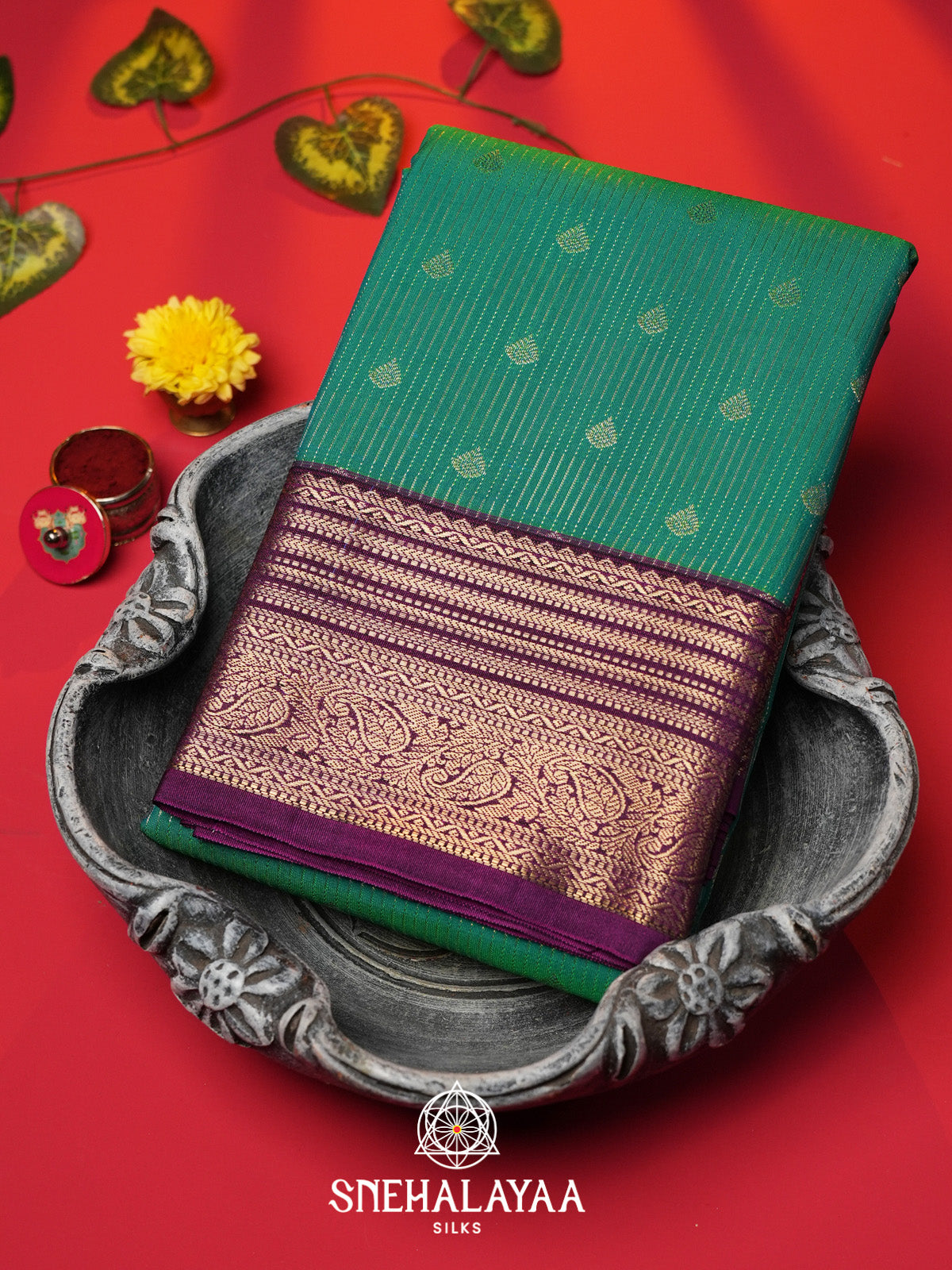 Teal Green Art Silk Saree