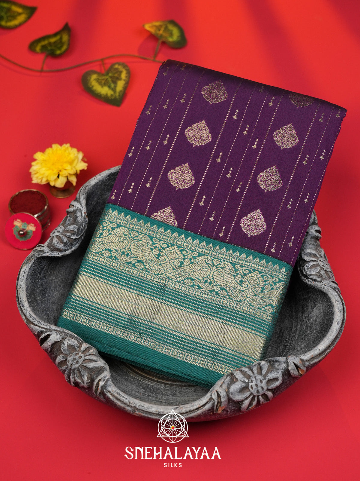 Magenta Art Silk Saree
