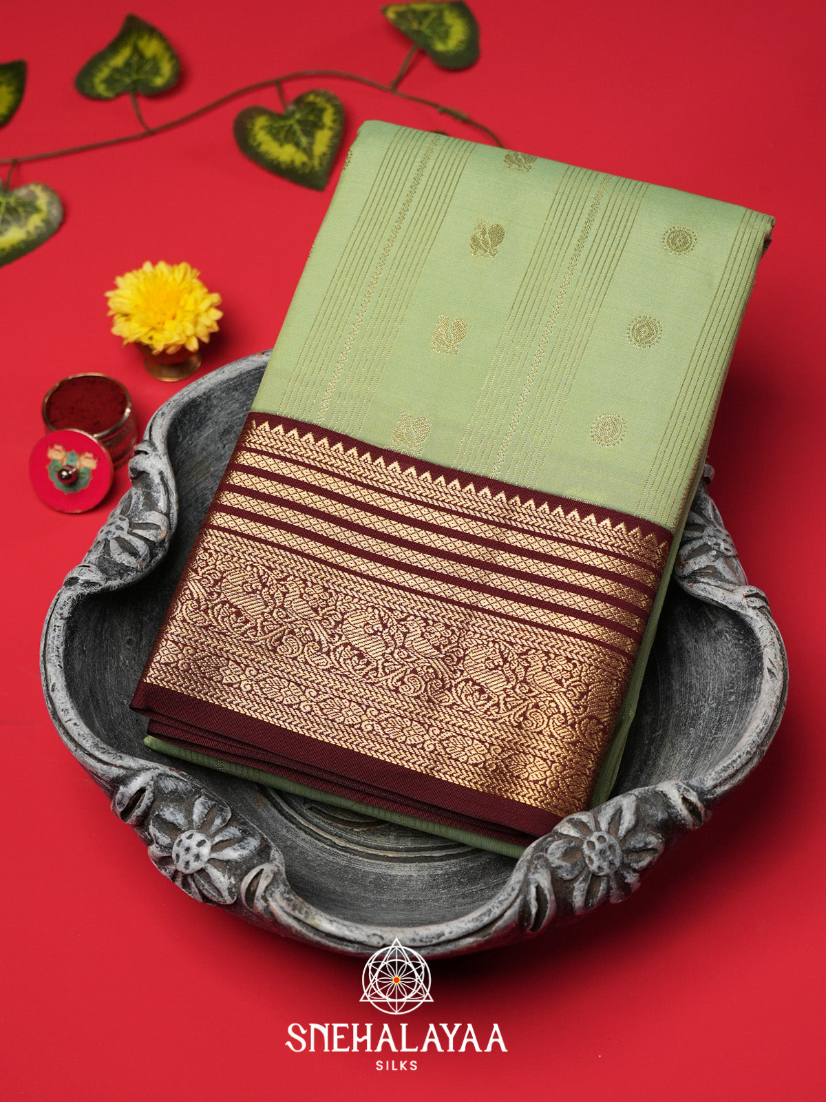 Pista Green Art Silk Saree