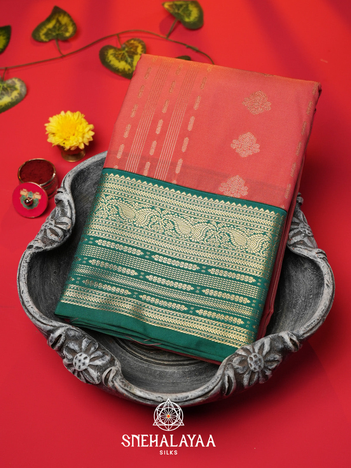 Peach Art Silk Saree