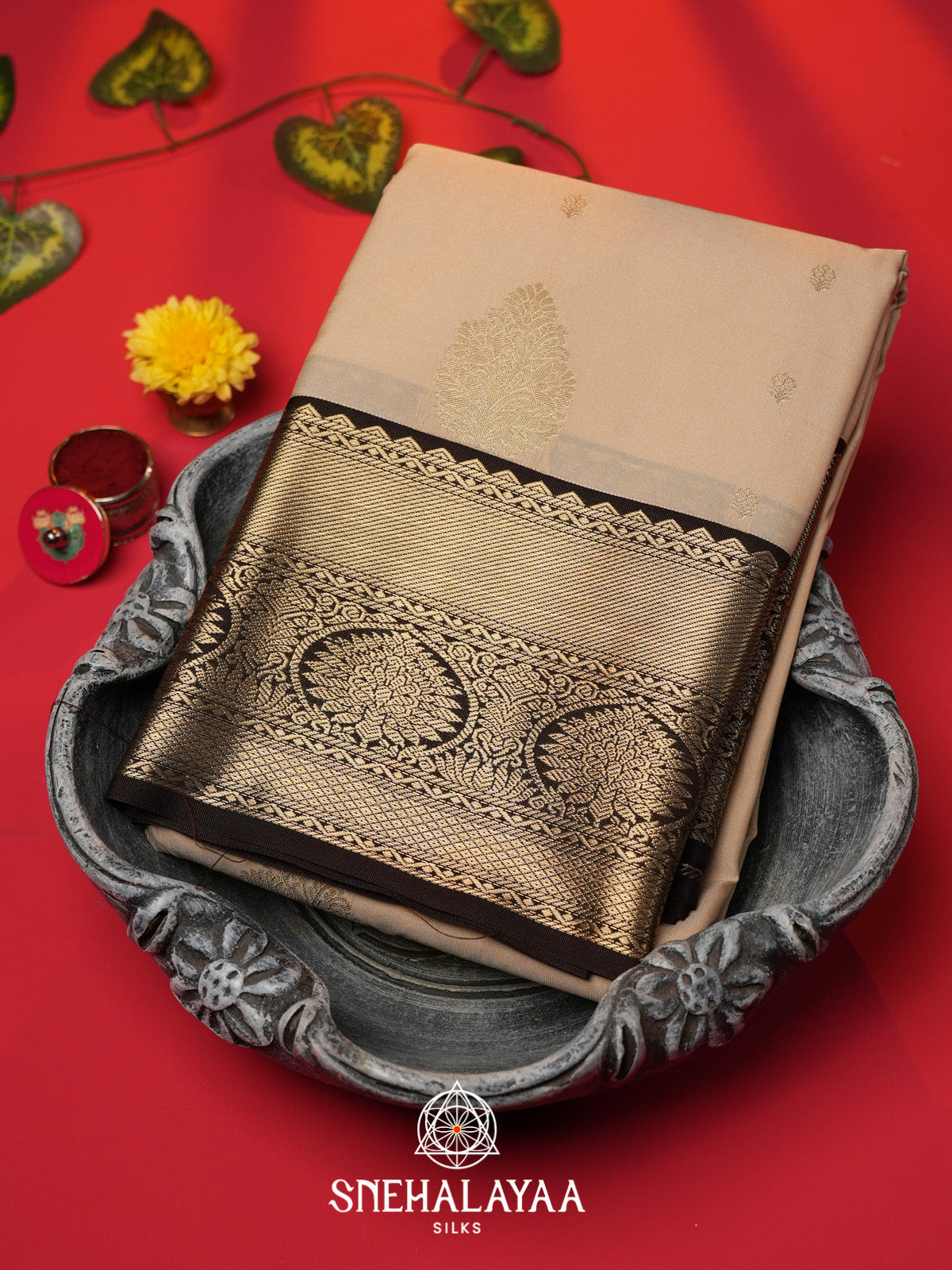 Beige Art Silk Saree