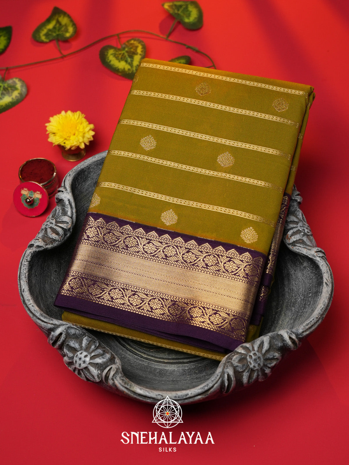 Mehandi Green Art Silk Saree