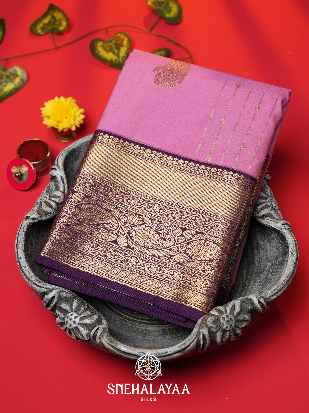 Lavender Art Silk Saree