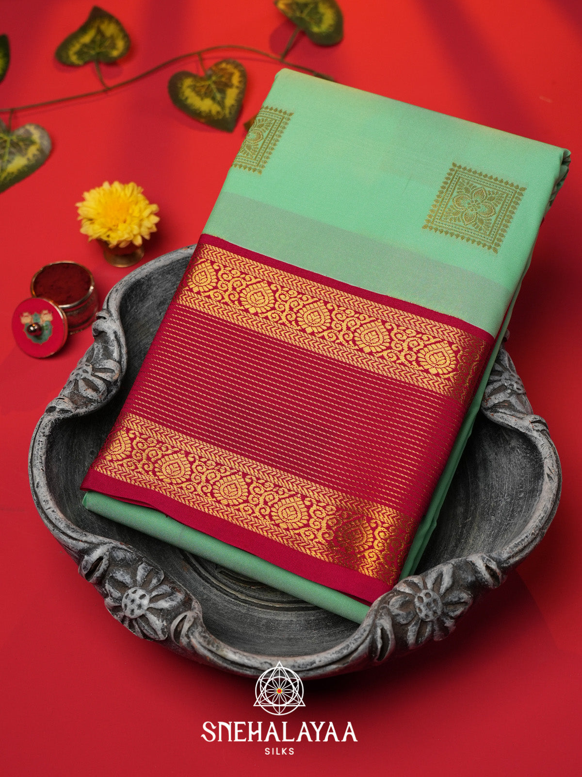 Mint Green Art Silk Saree