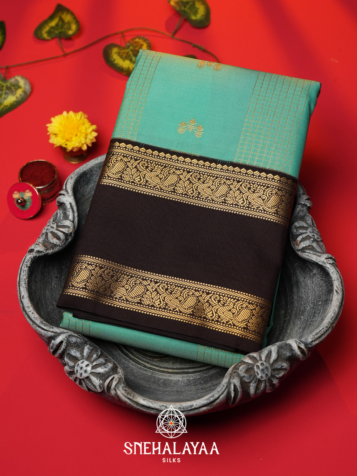 Teal Green Art Silk Saree