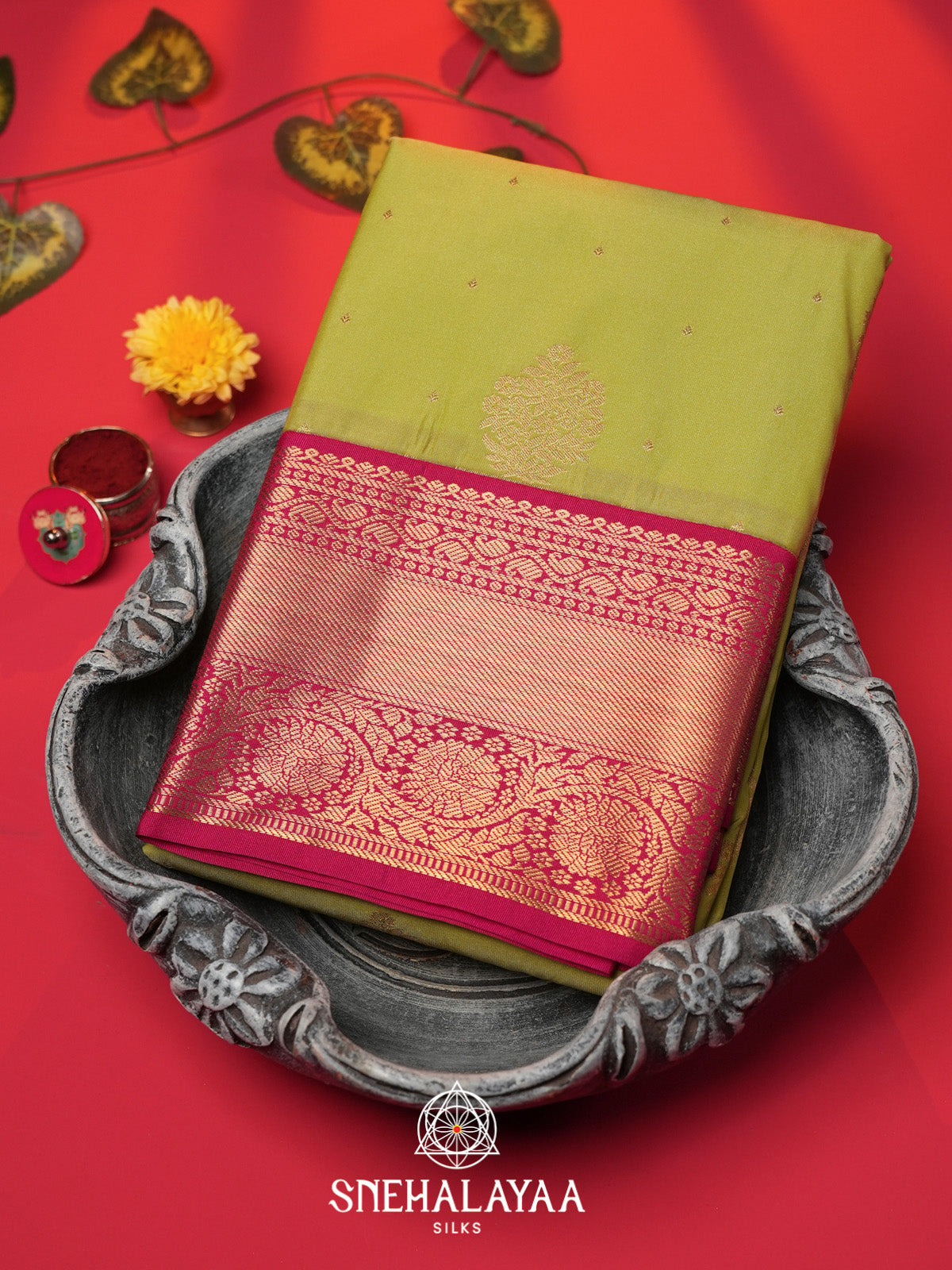 Moss Green Art Silk Saree