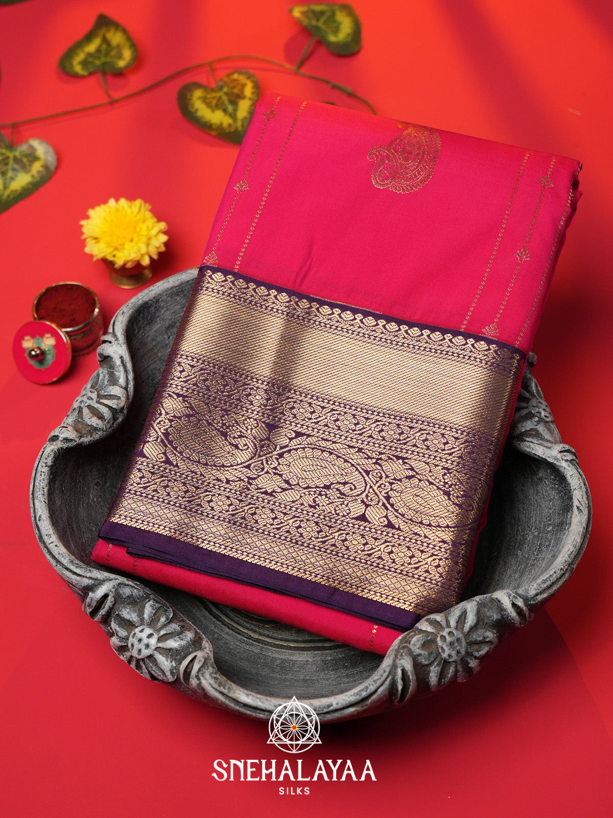 Ruby Pink Art Silk Saree