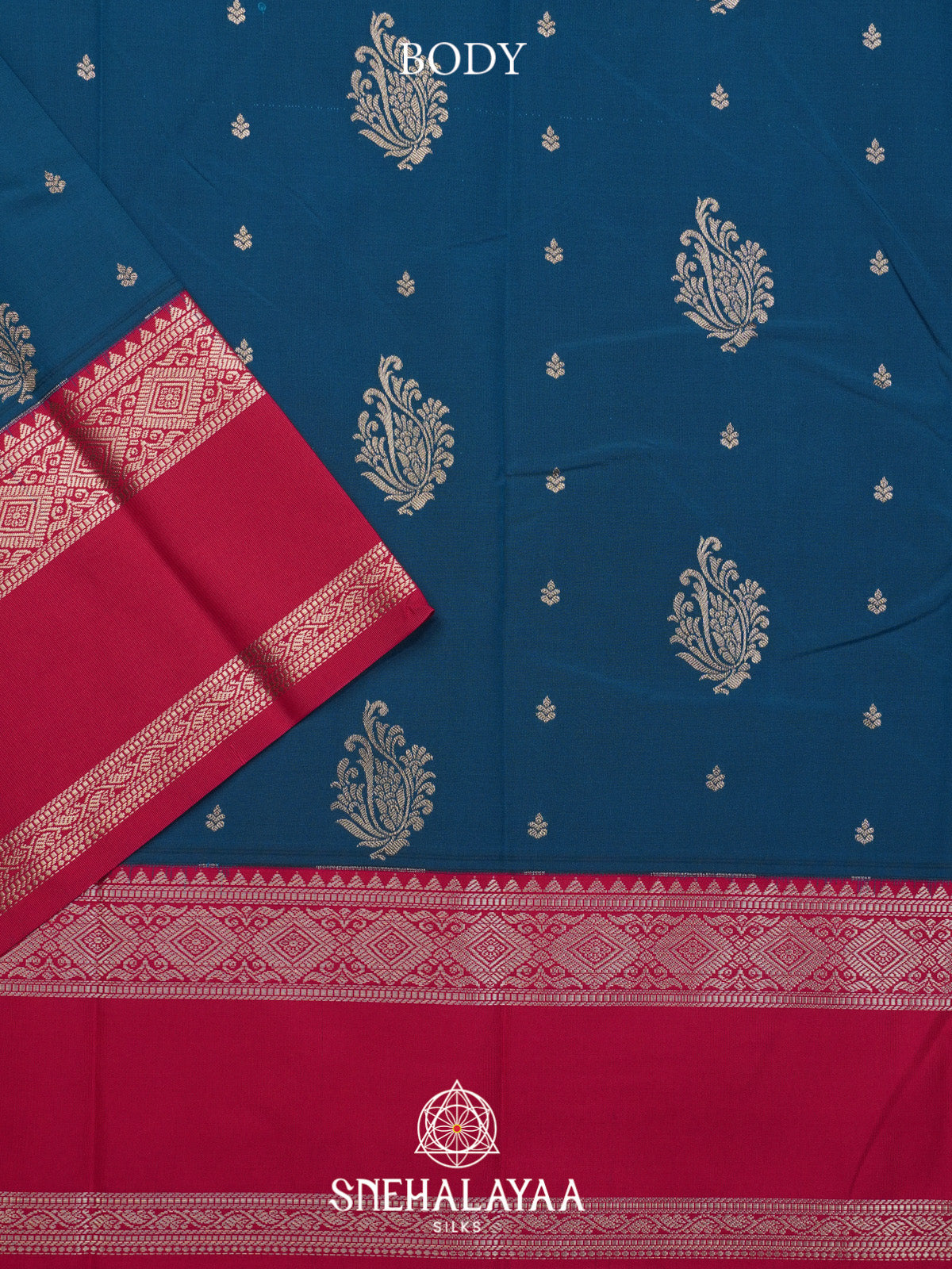 Peacock Blue Art Silk Saree