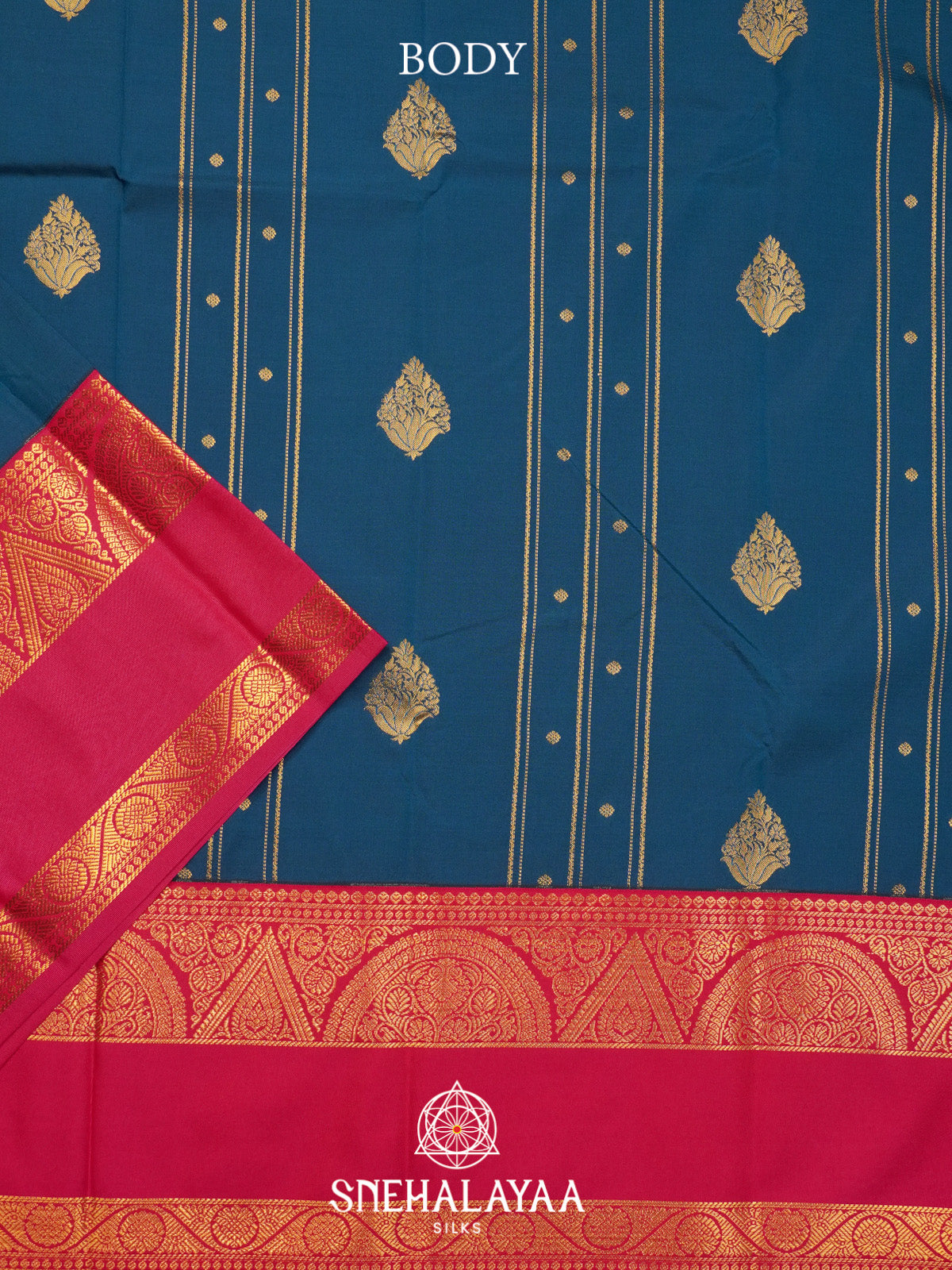 Peacock Blue Art Silk Saree