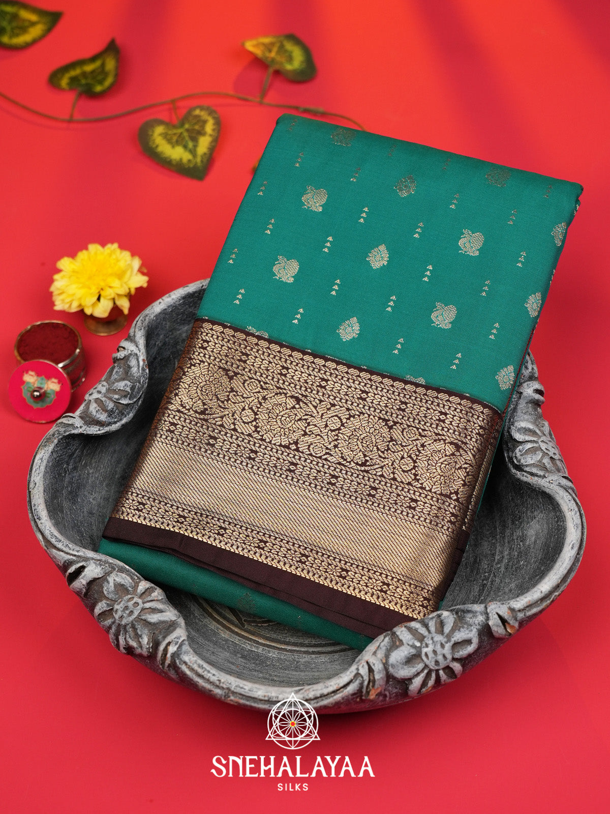 Teal Green Art Silk Saree