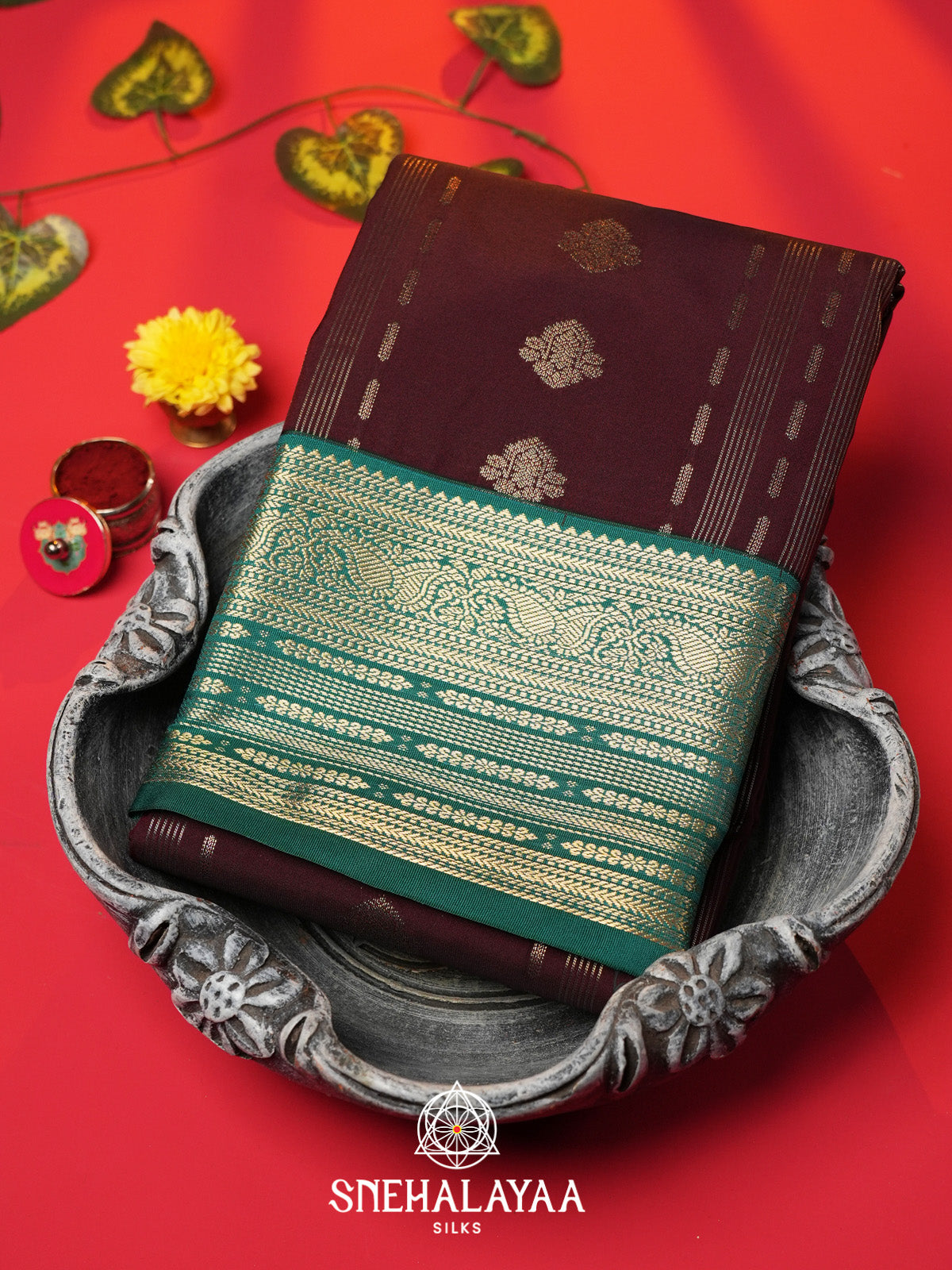 Coffee Brown Art Silk Saree