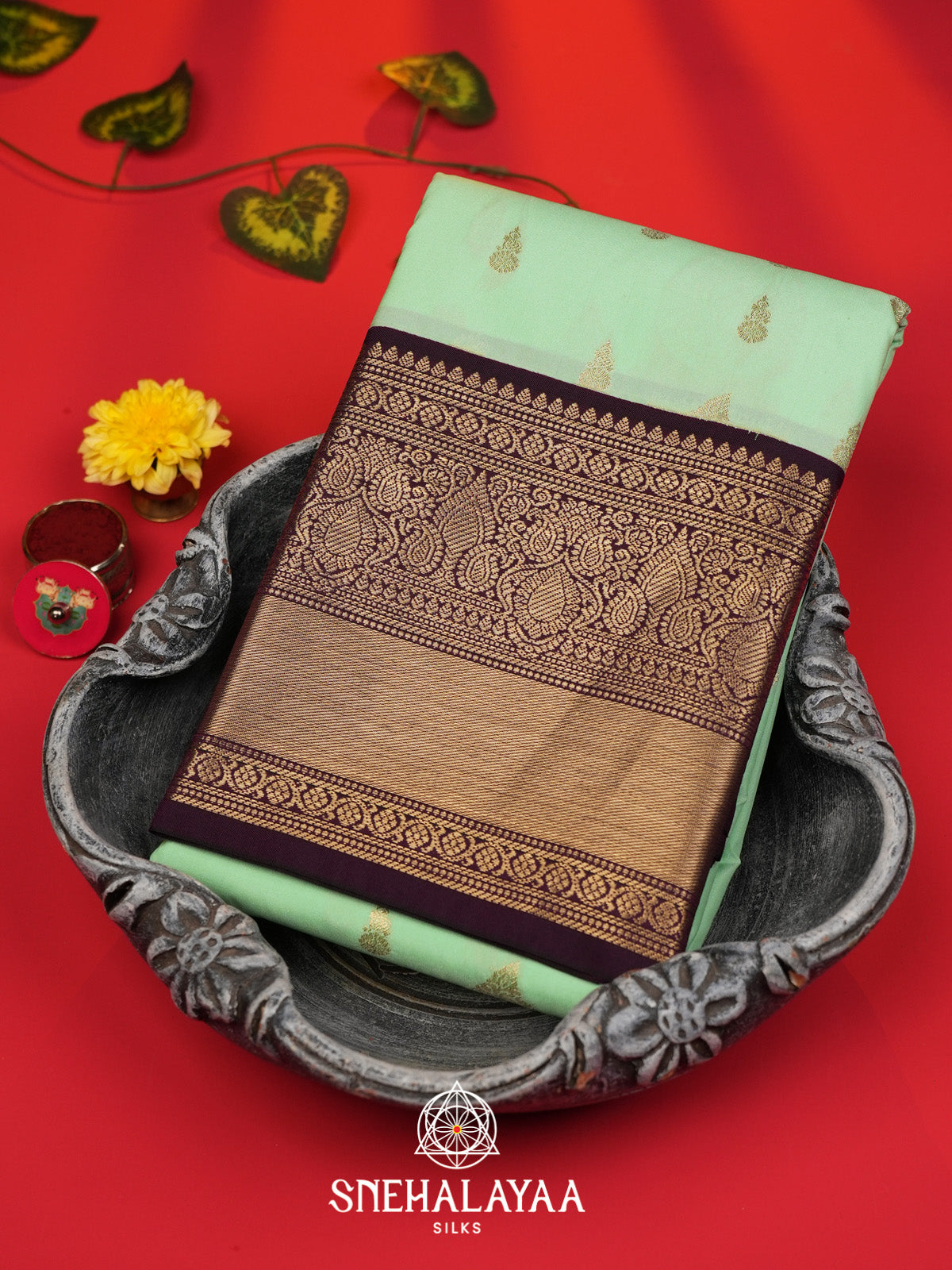 Pista Green Art Silk Saree