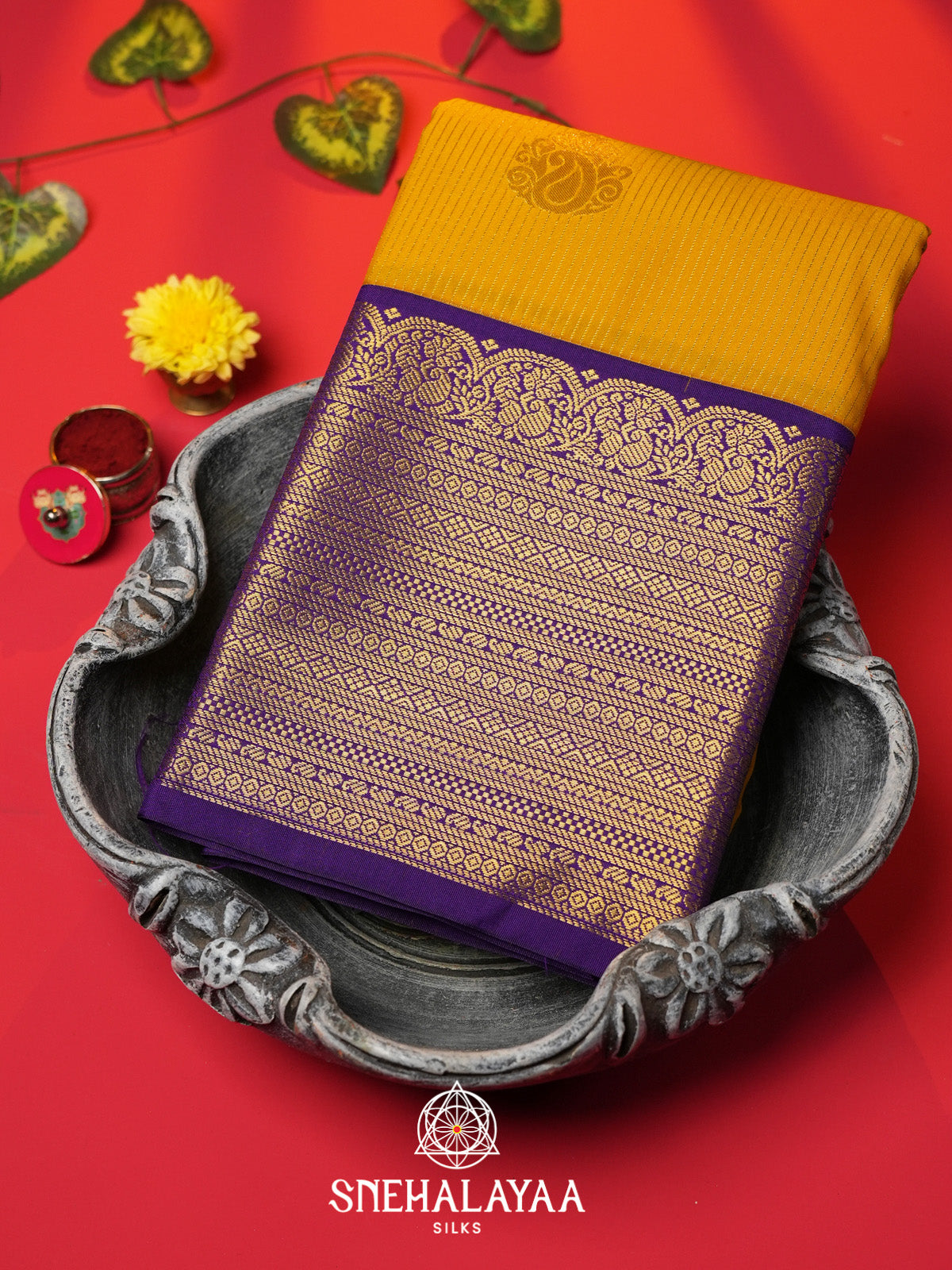 Yellow Art Silk Saree