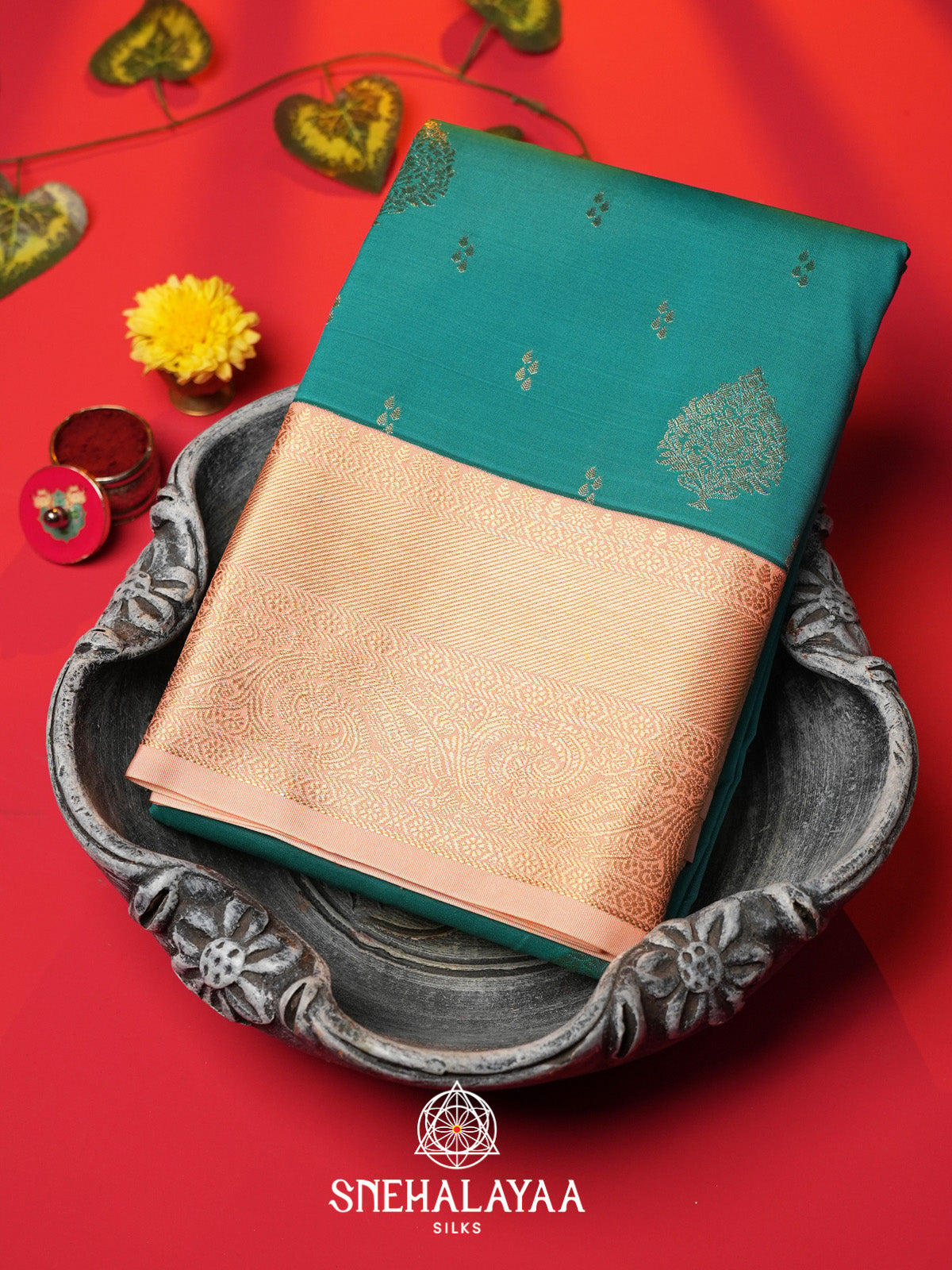 Teal Green Art Silk Saree