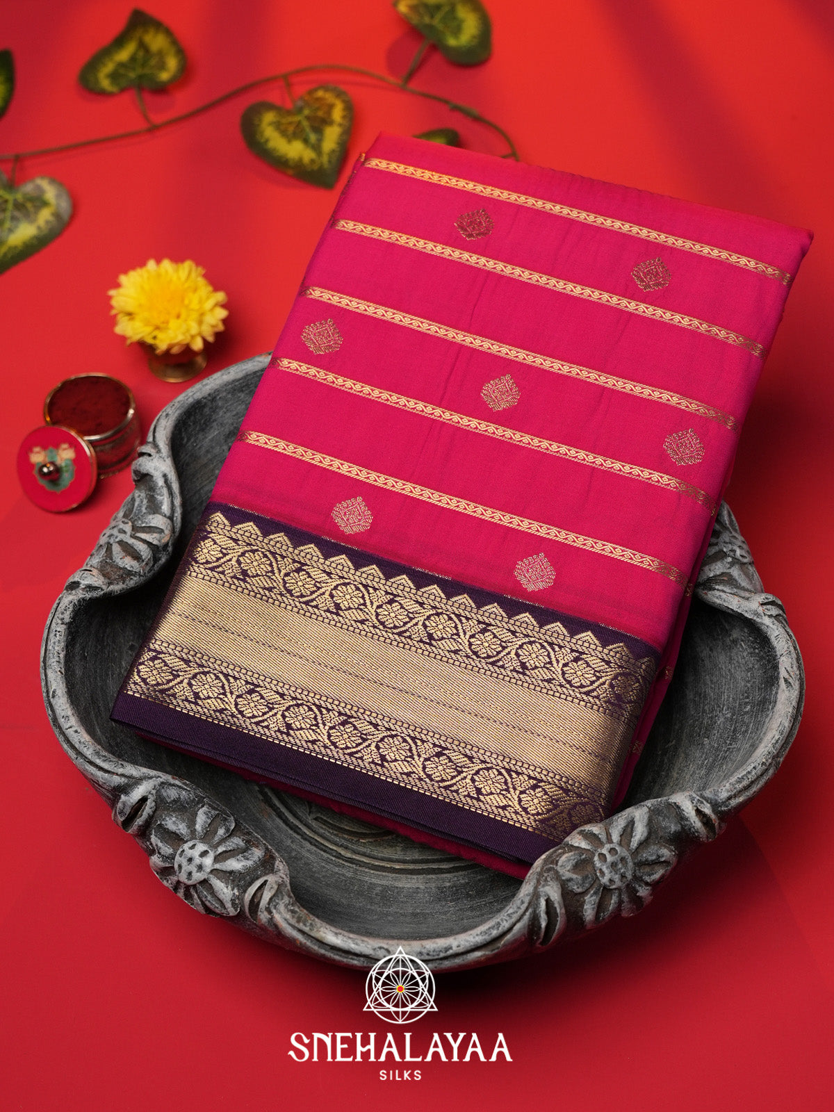 Pink Art Silk Saree
