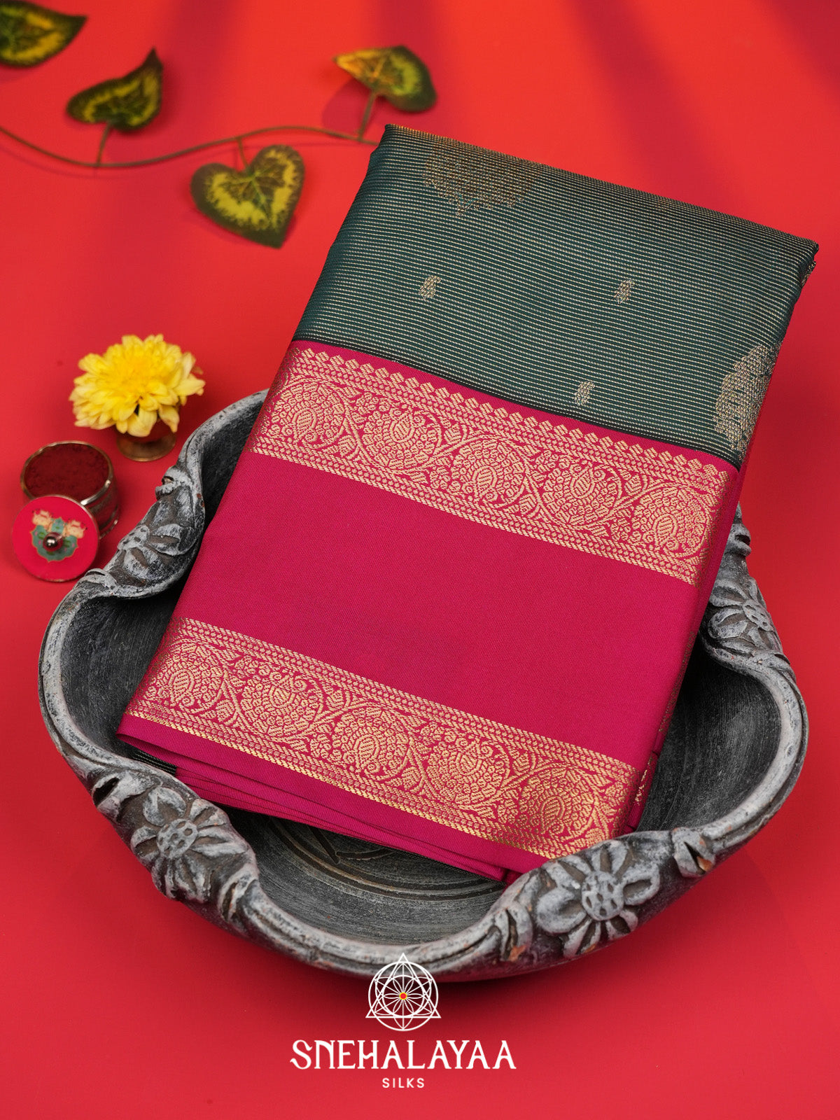 Teal Blue Art Silk Saree