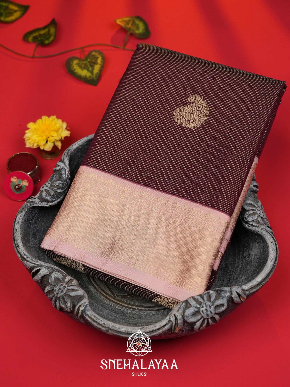 Wine Art Silk Saree
