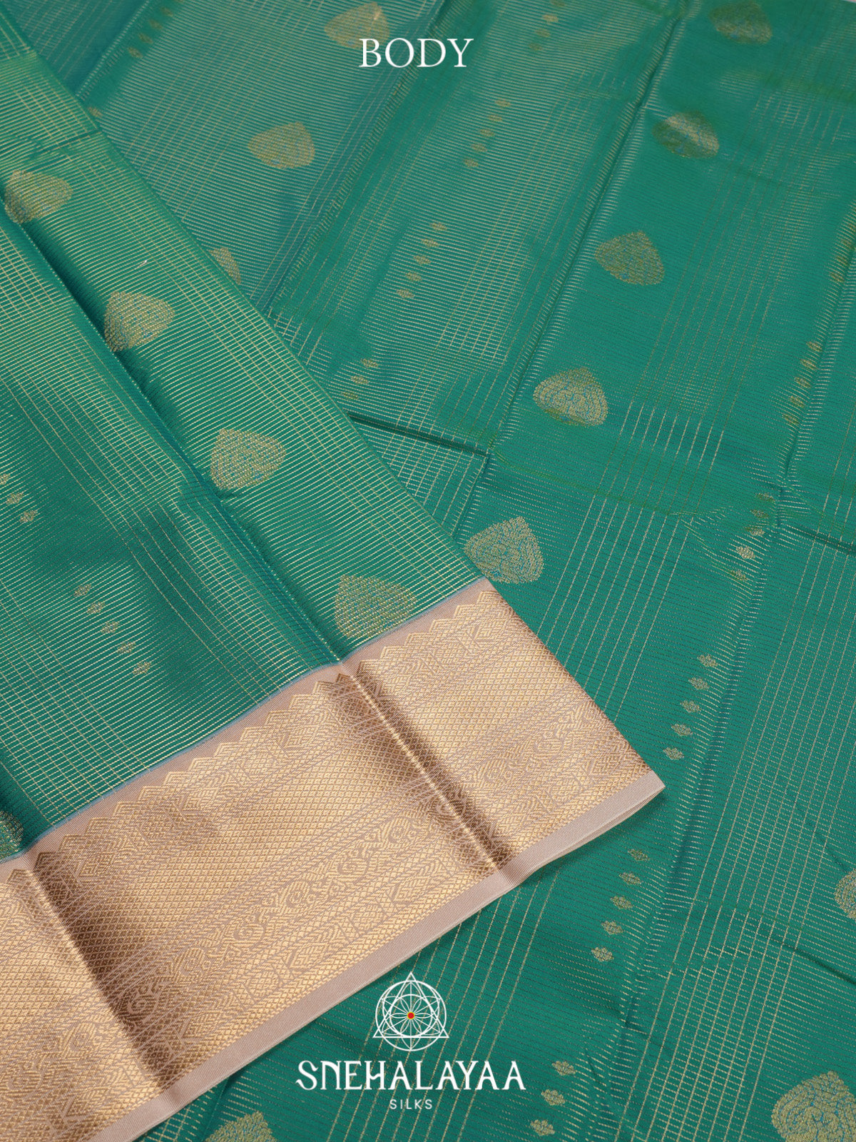 Teal Green Art Silk Saree