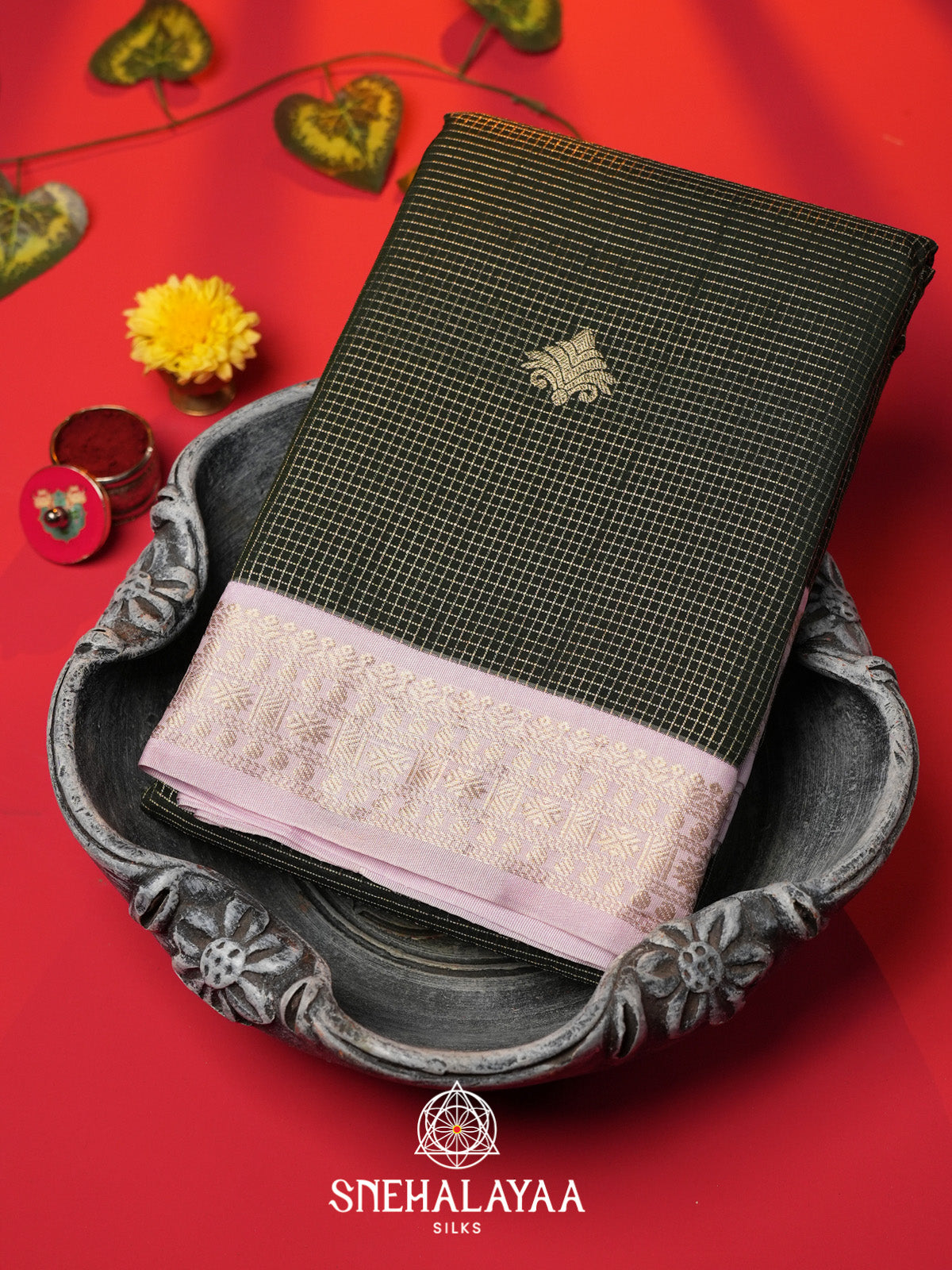 Forest Green Art Silk Saree