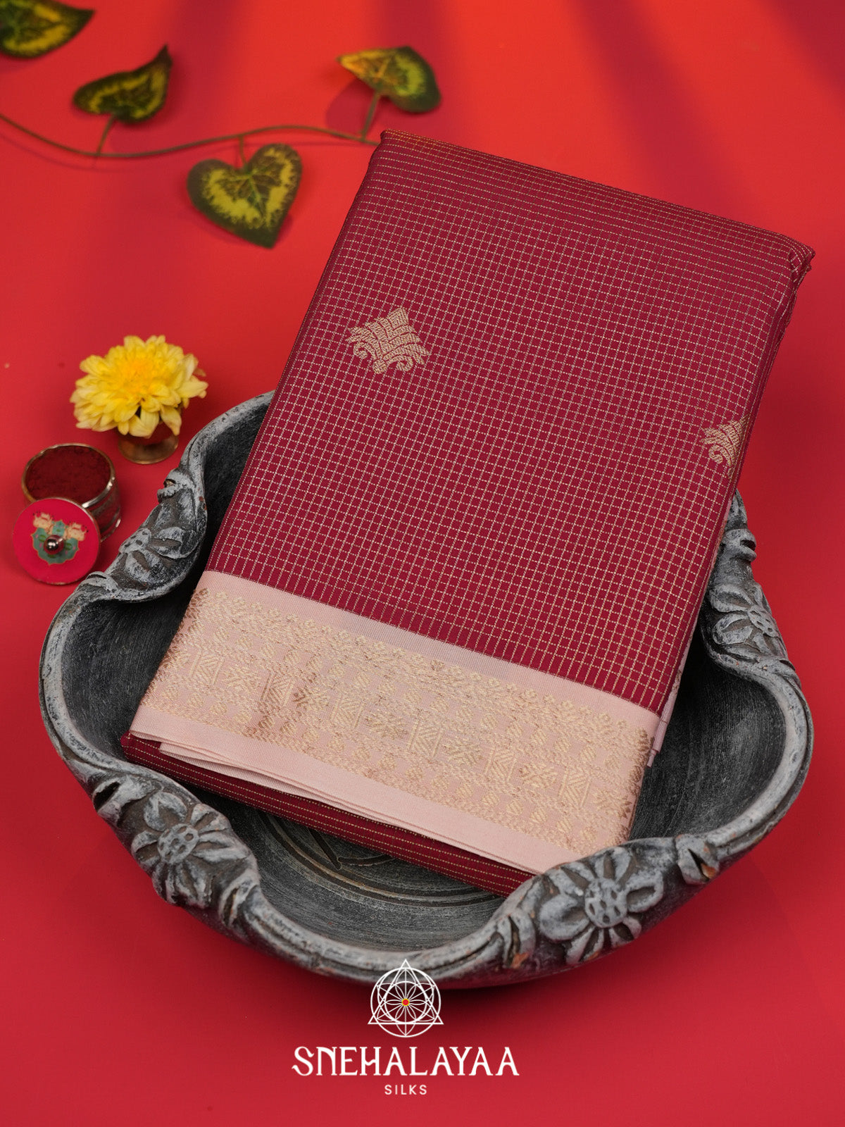 Maroon Art Silk Saree