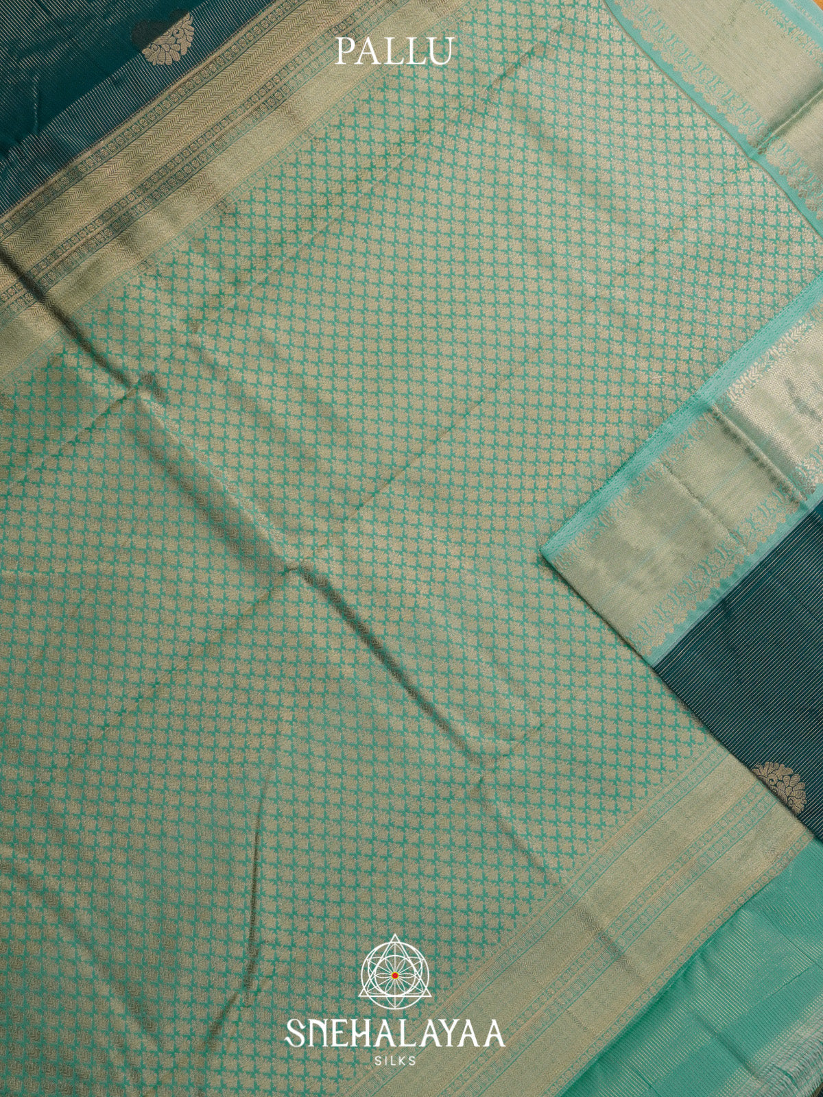 Peacock Blue Art Silk Saree