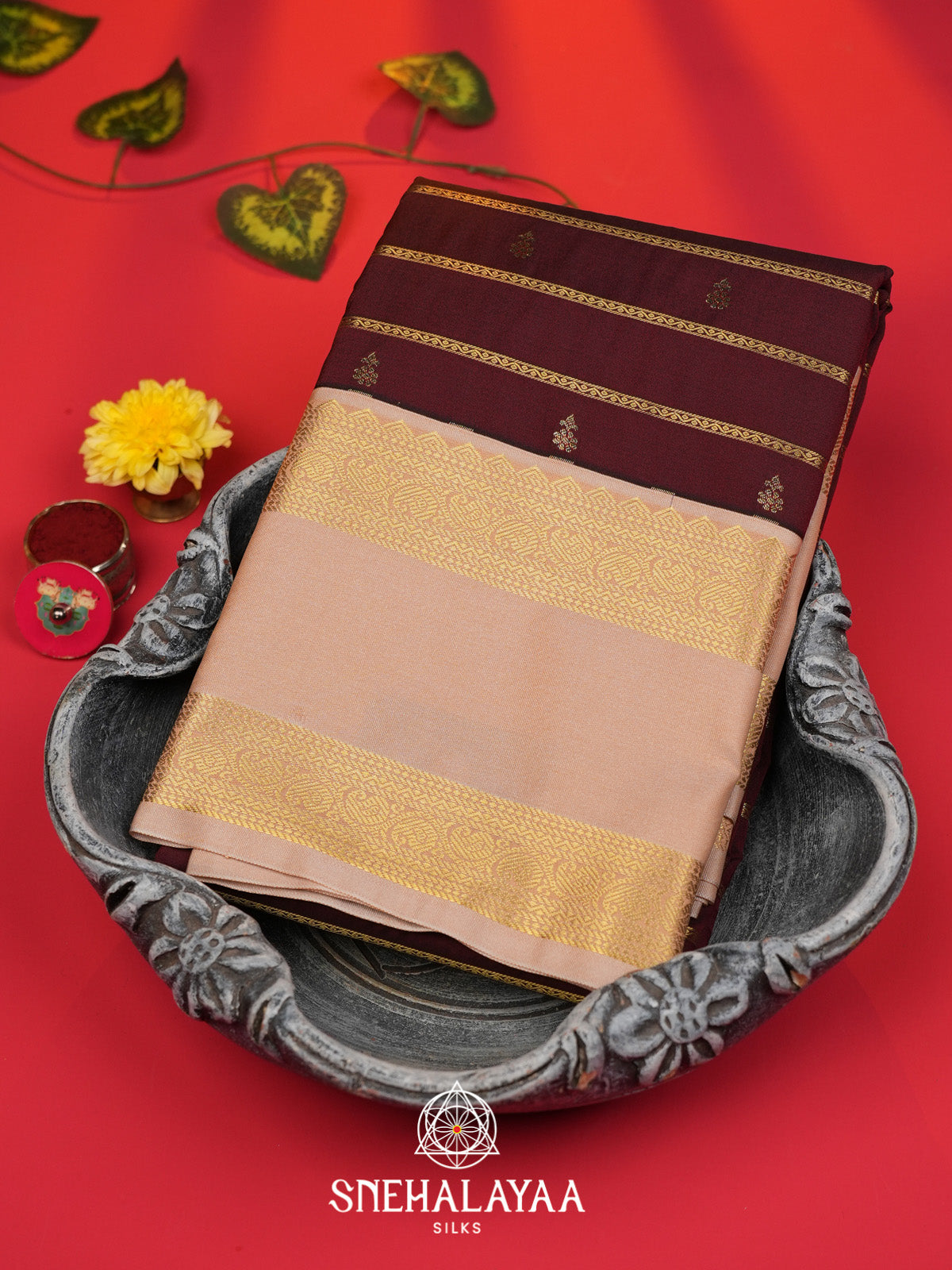 Coffee Brown Art Silk Saree