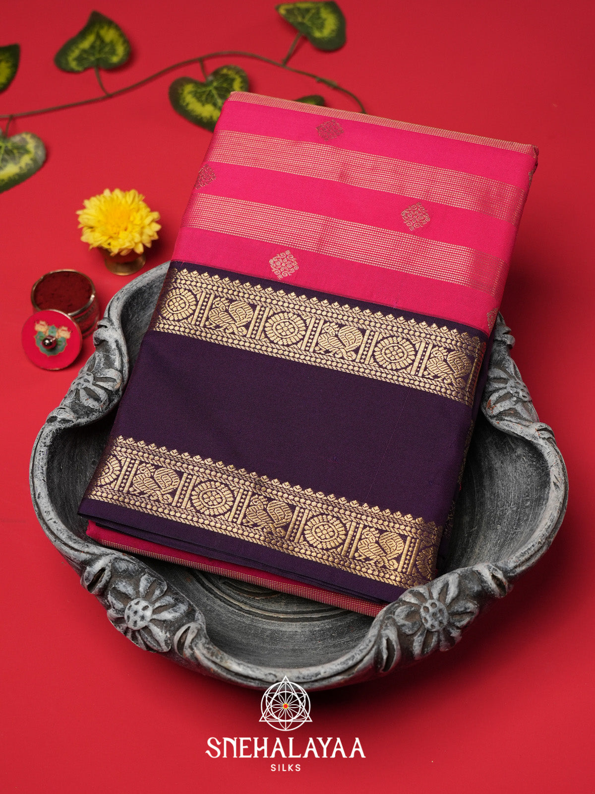 Pink Art Silk Saree