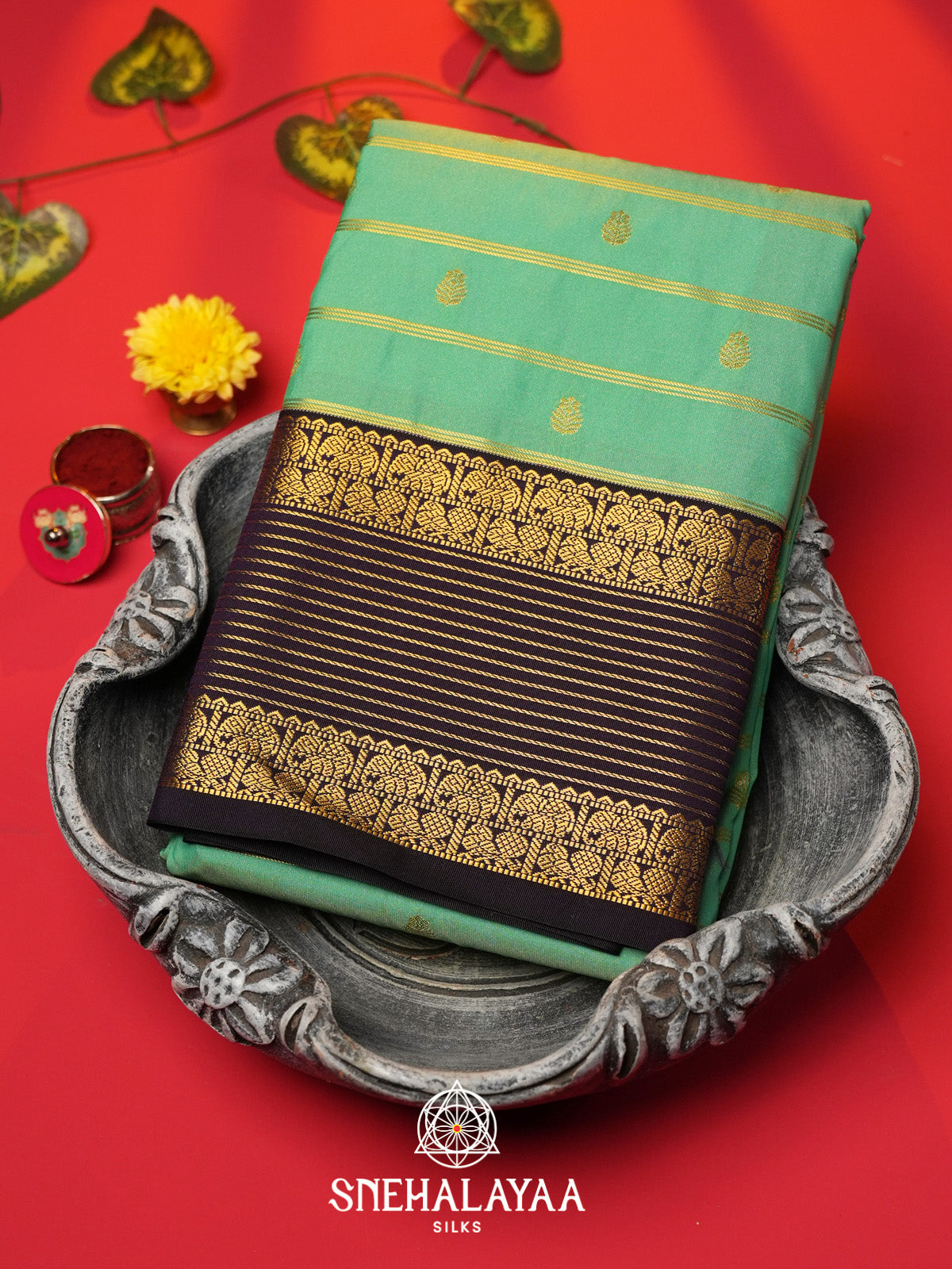 Pista Green Art Silk Saree