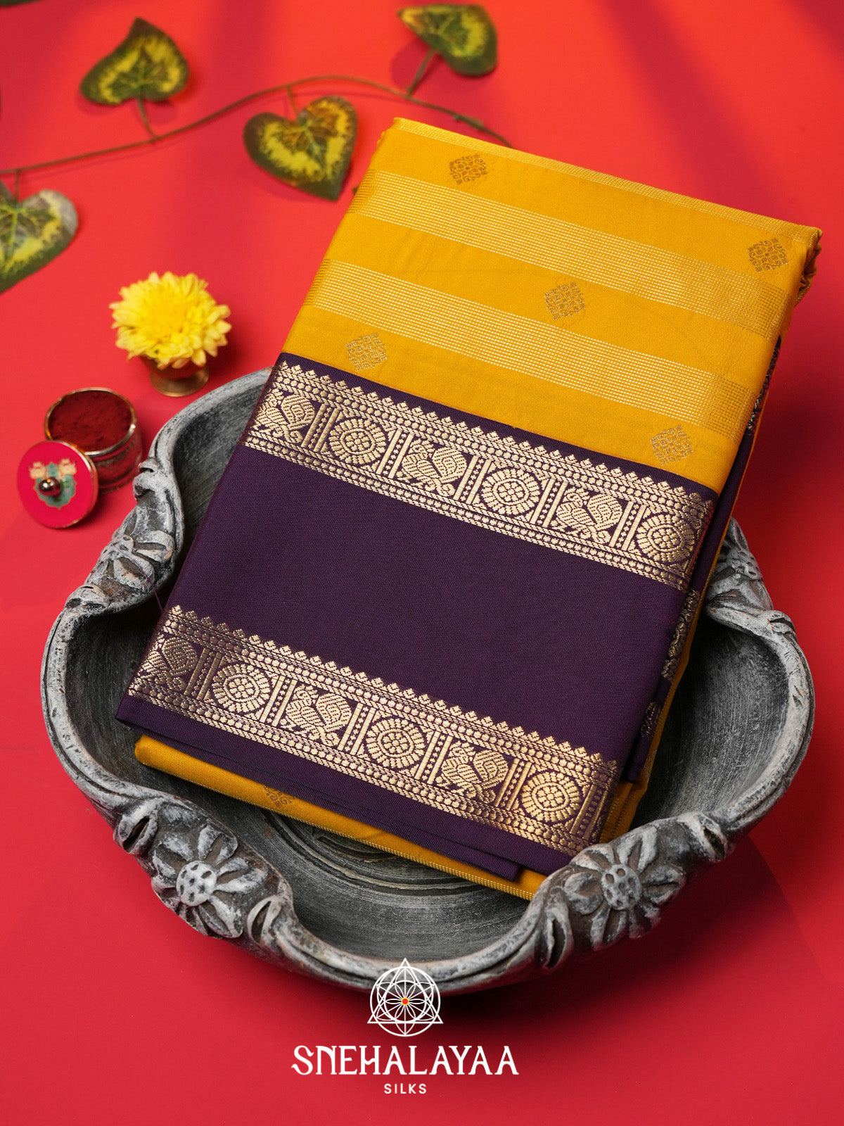 Yellow Art Silk Saree