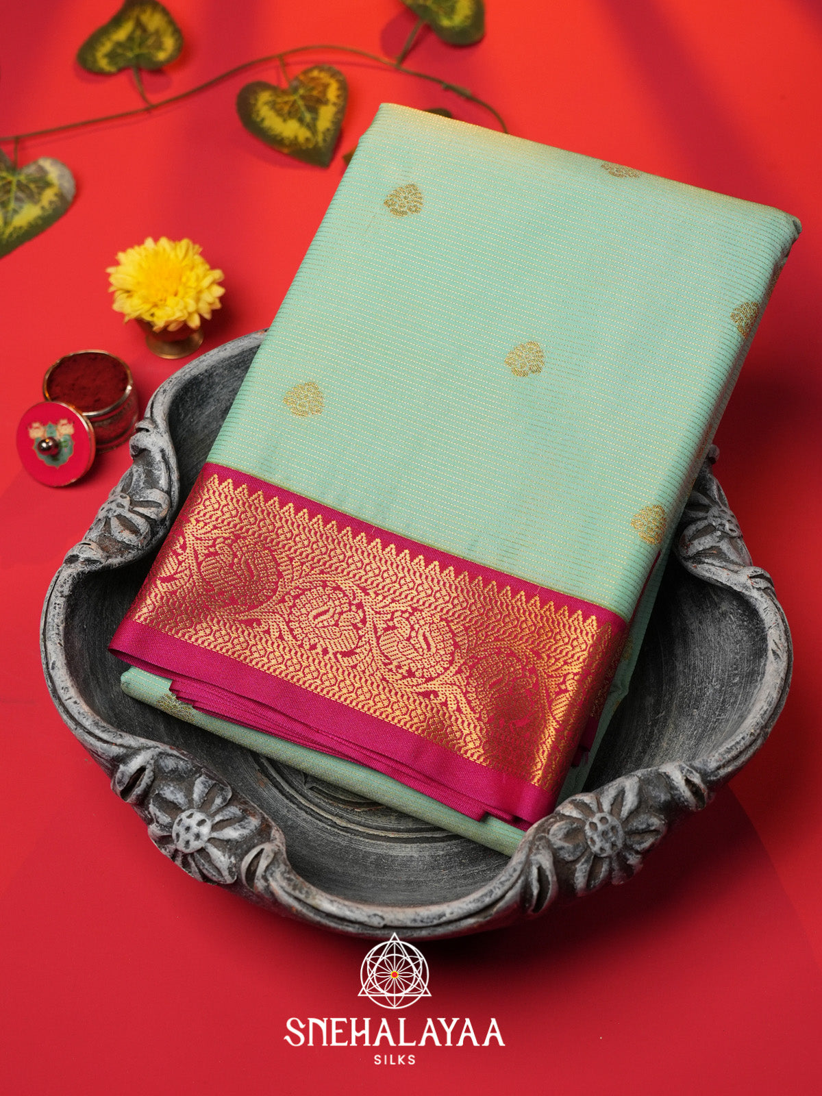 Mint Green Art Silk Saree