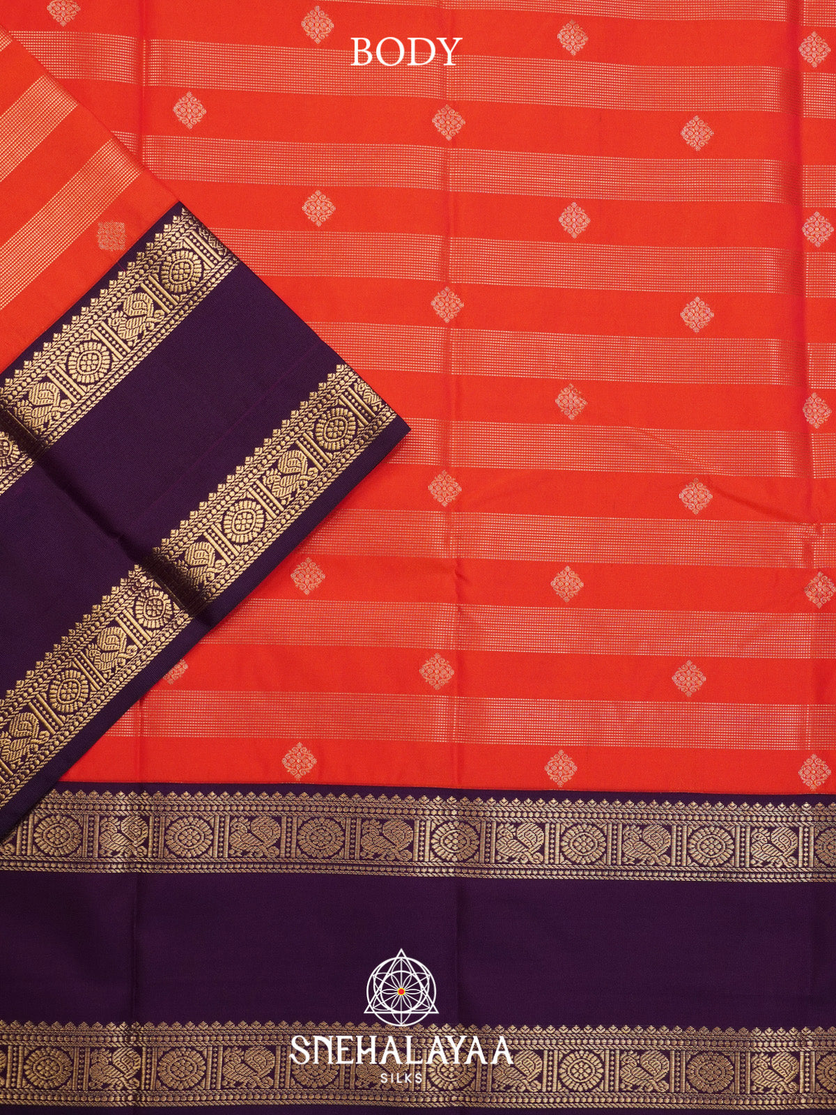 Rust Orange Art Silk Saree