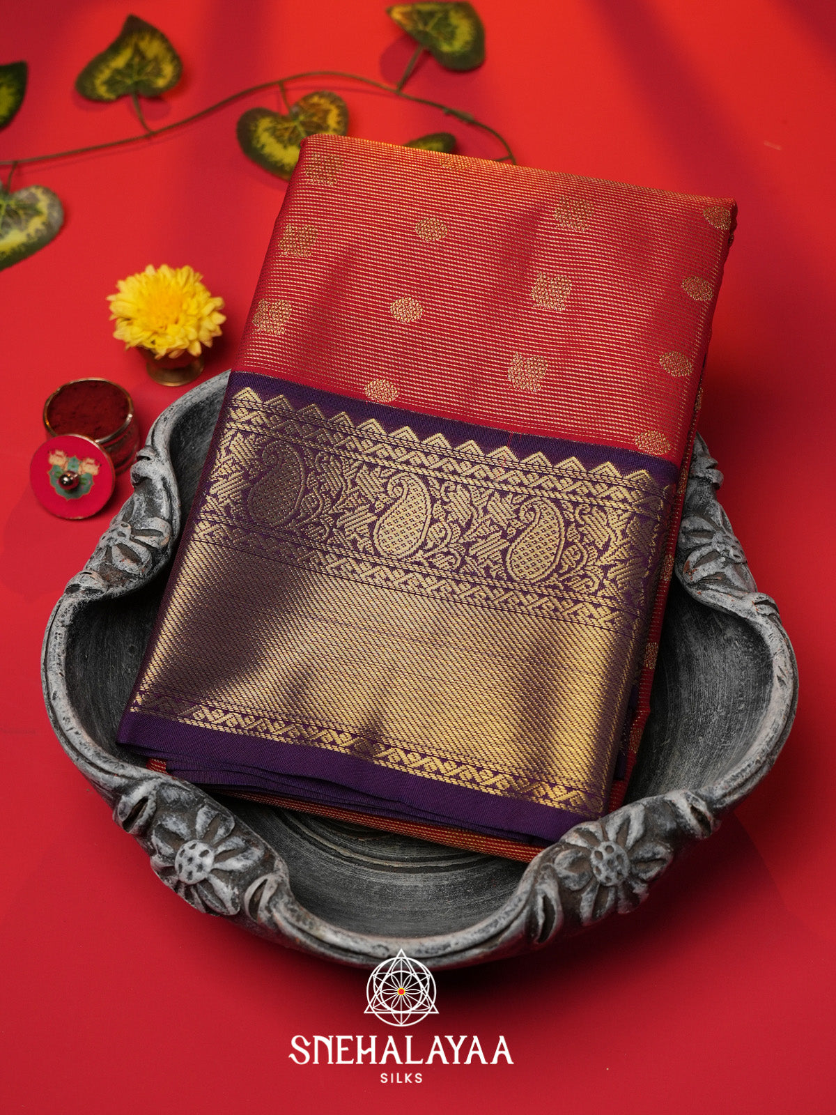 Burnt Orange Art Silk Saree