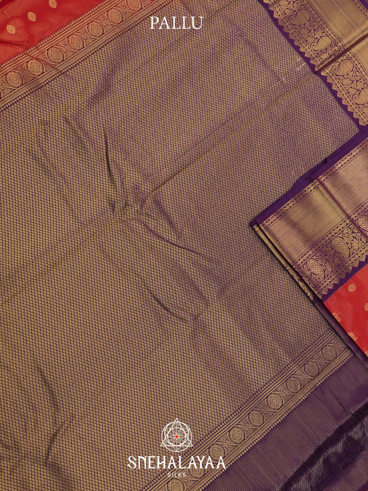 Burnt Orange Art Silk Saree