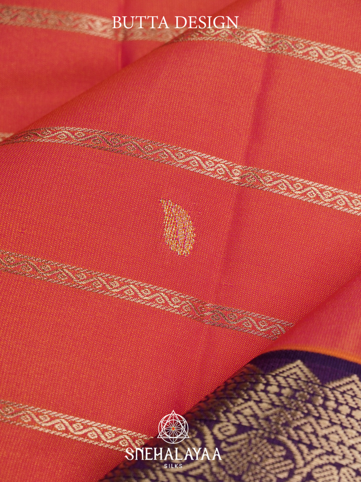 Coral Orange Art Silk Saree