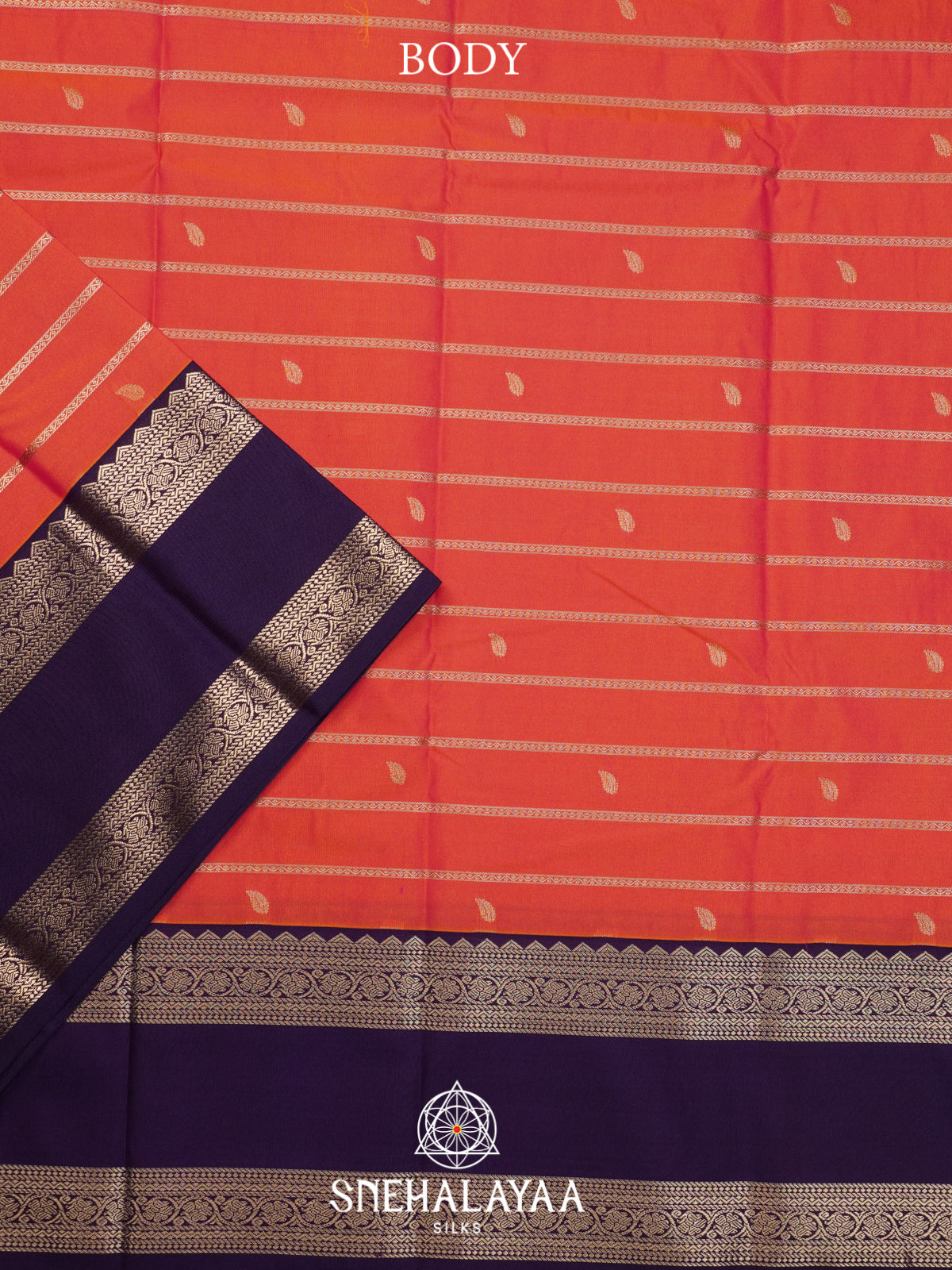 Coral Orange Art Silk Saree